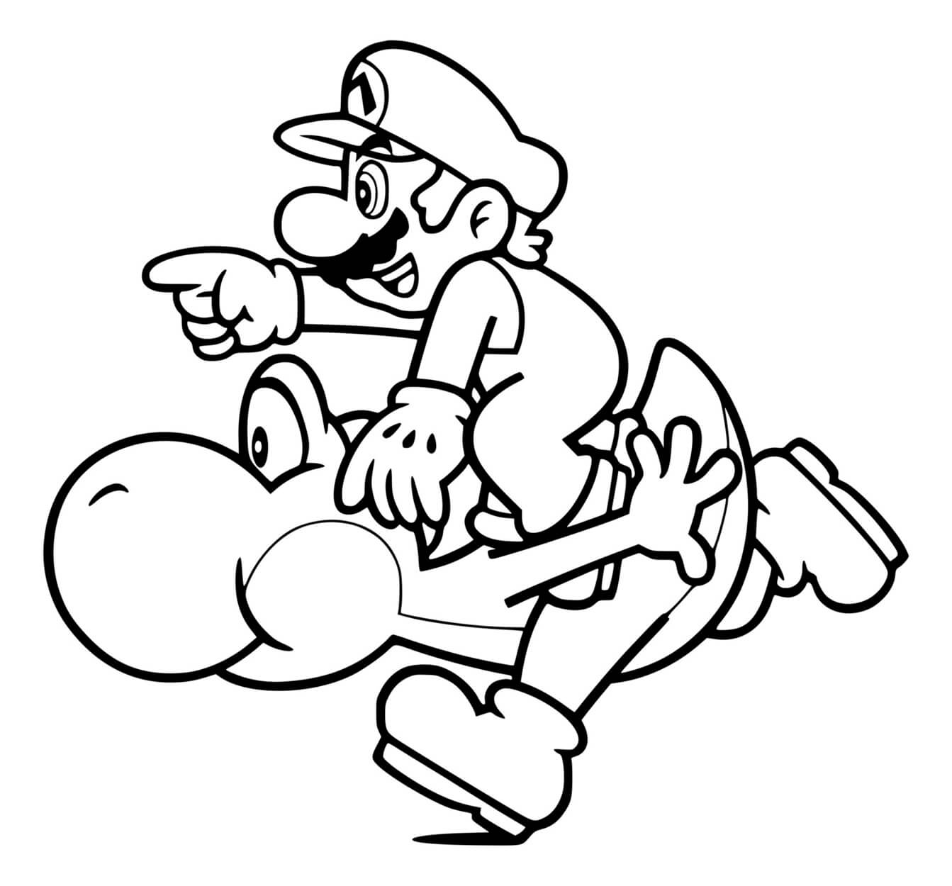 Coloriage Yoshi Fait La Course Avec Mario - Yoshi à imprimer