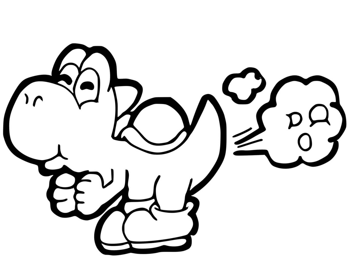 Coloriage Yoshi Fait Un Pet Drôle - Yoshi à imprimer