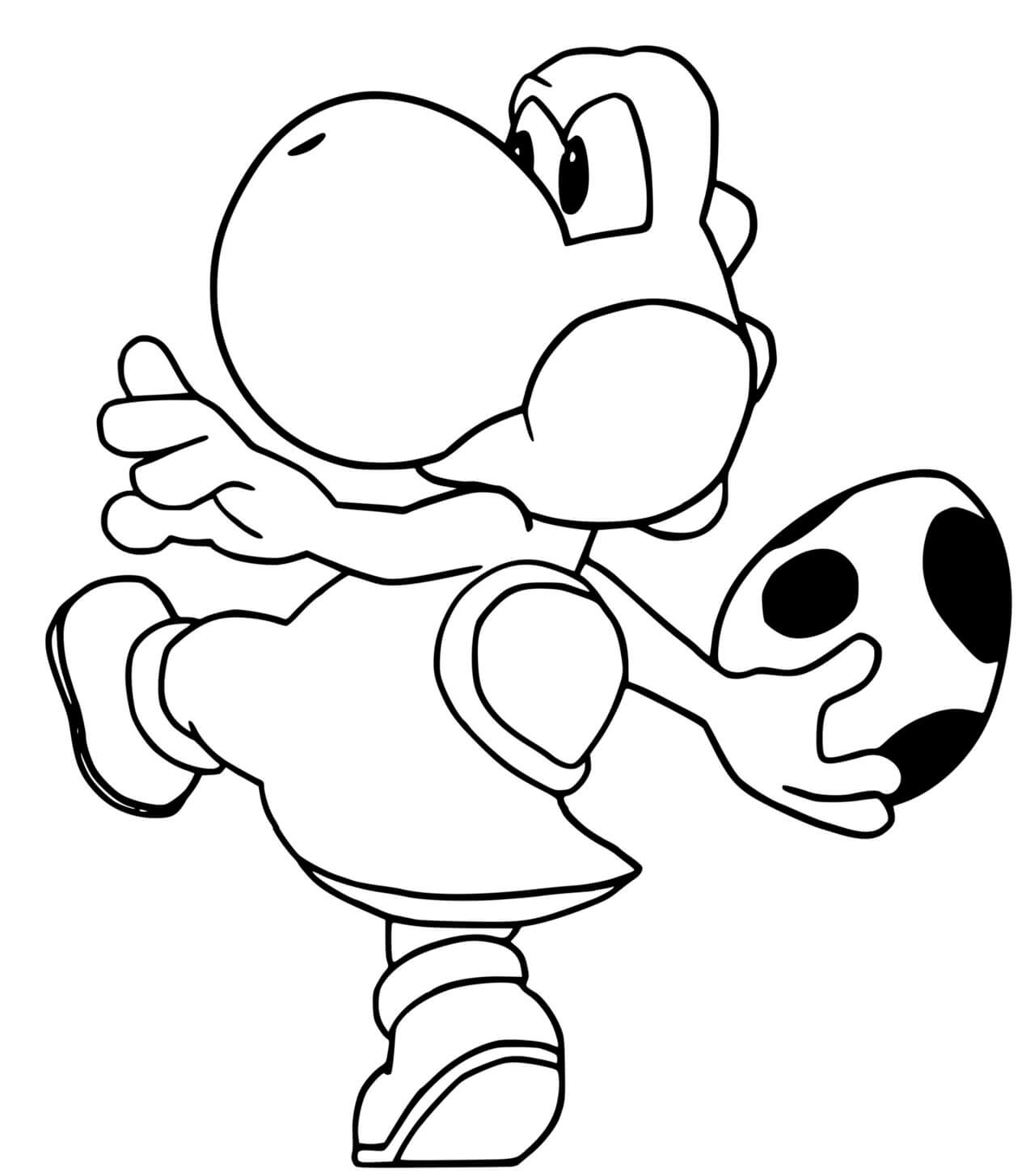 Coloriage Yoshi Lance Un Œuf - Yoshi à imprimer