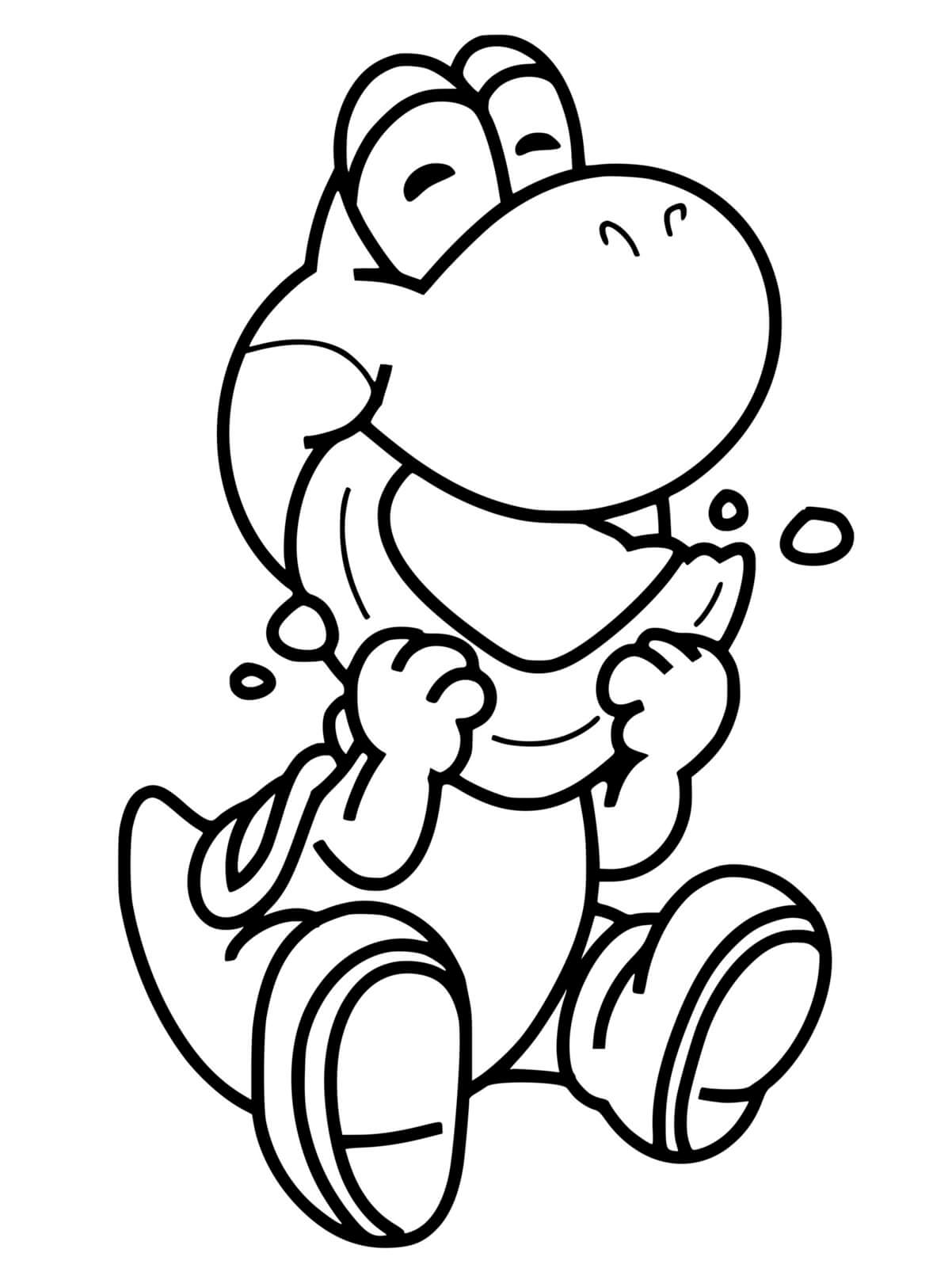 Coloriage Yoshi Mange Un Biscuit - Yoshi à imprimer