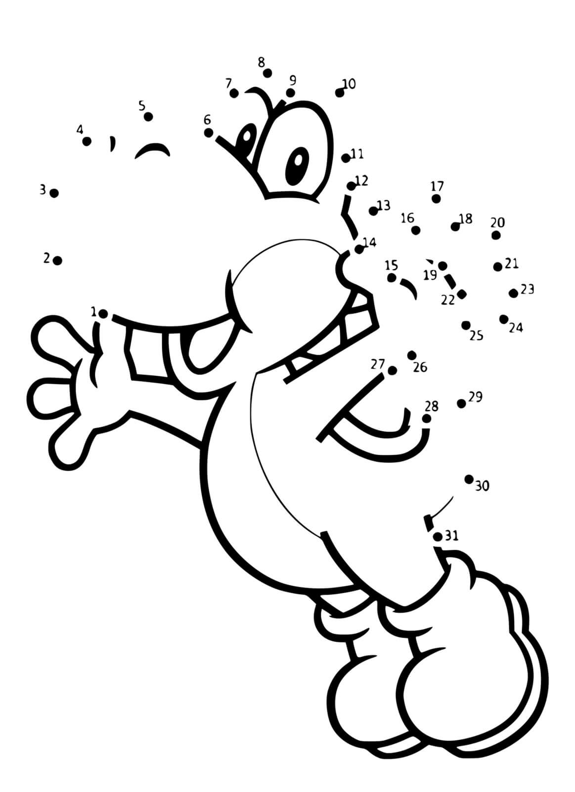 Coloriage Yoshi Par Numéro Point Par Point - Yoshi à imprimer