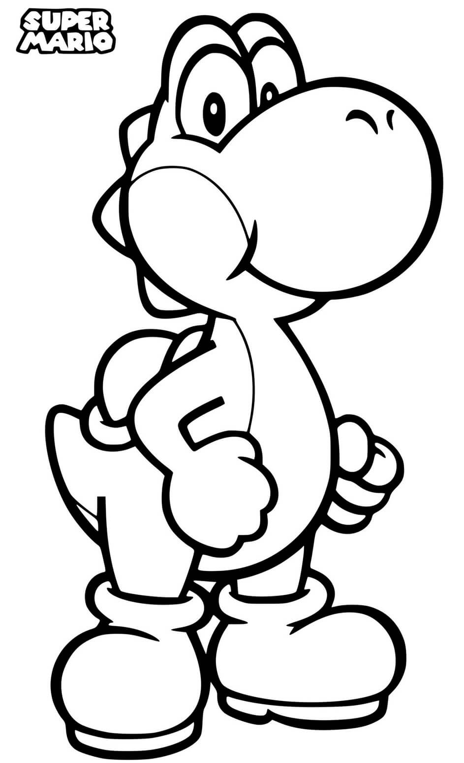 Coloriage Yoshi Reptile De Couleur Vert - Yoshi à imprimer