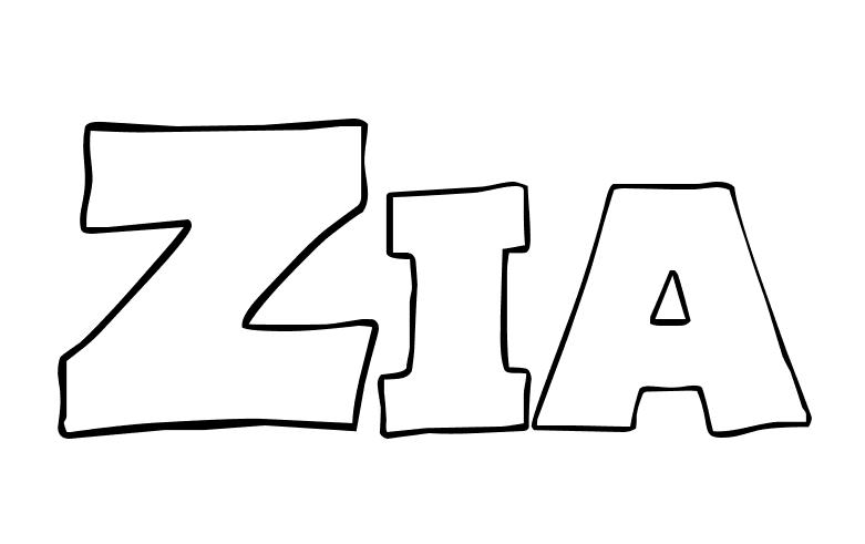 Coloriage Zia - Prénom à imprimer