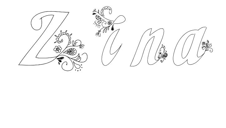 Coloriage Zina - Prénom à imprimer