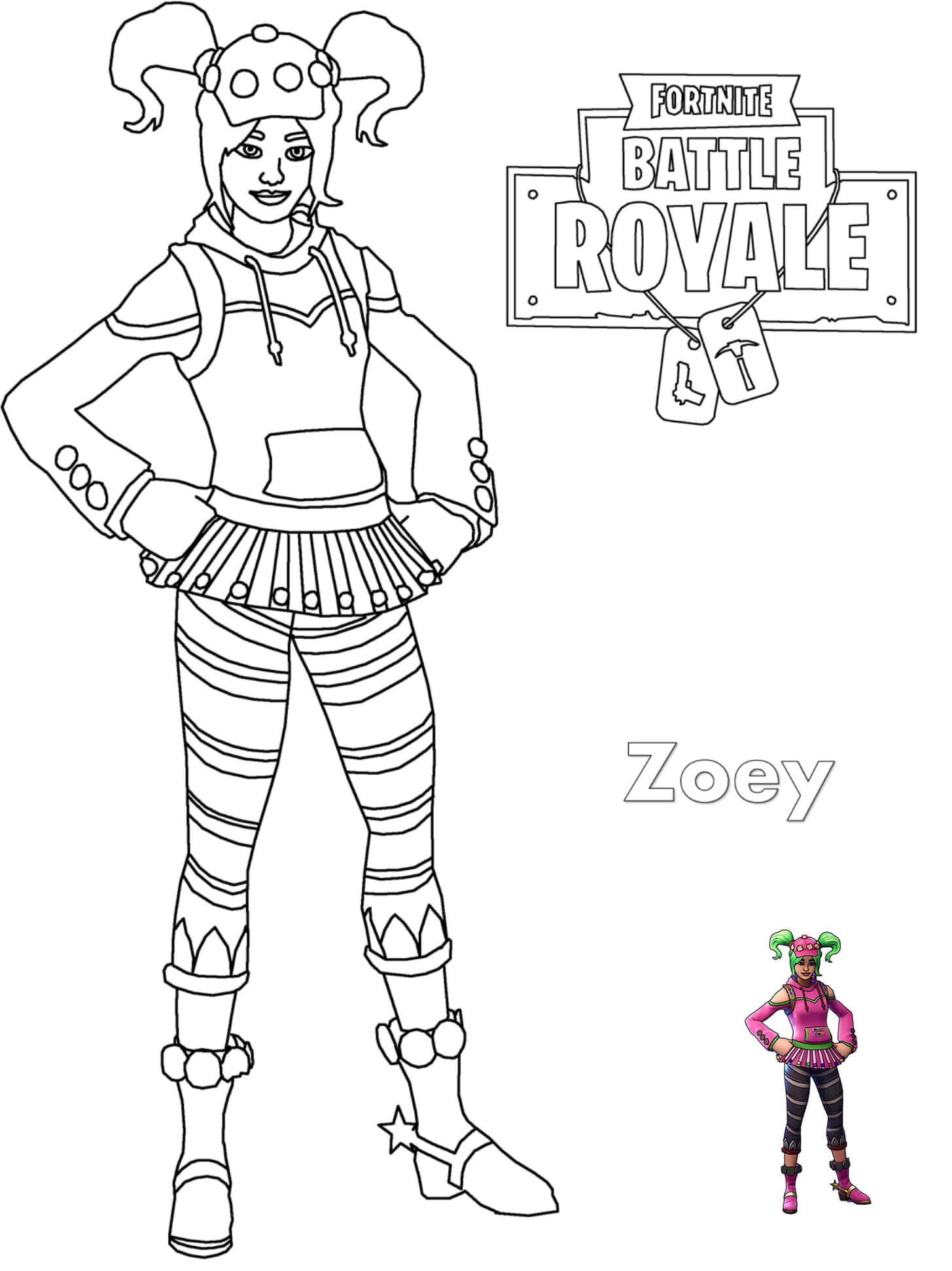 Coloriage Zoey Fortnite Girl - Fortnite à imprimer
