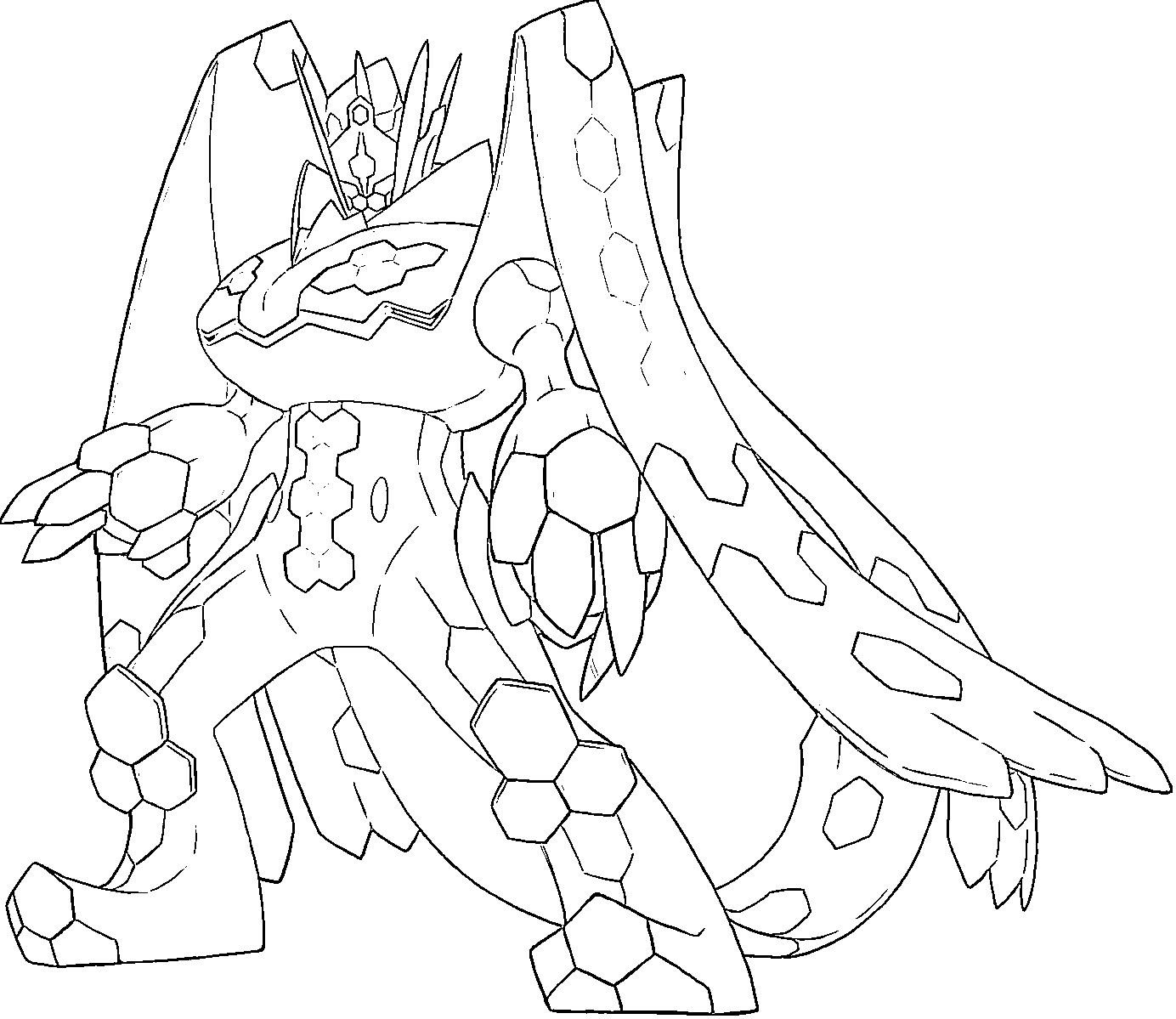 Coloriage Zygarde forme parfaite dragon de puissance - Pokémon légendaire à imprimer