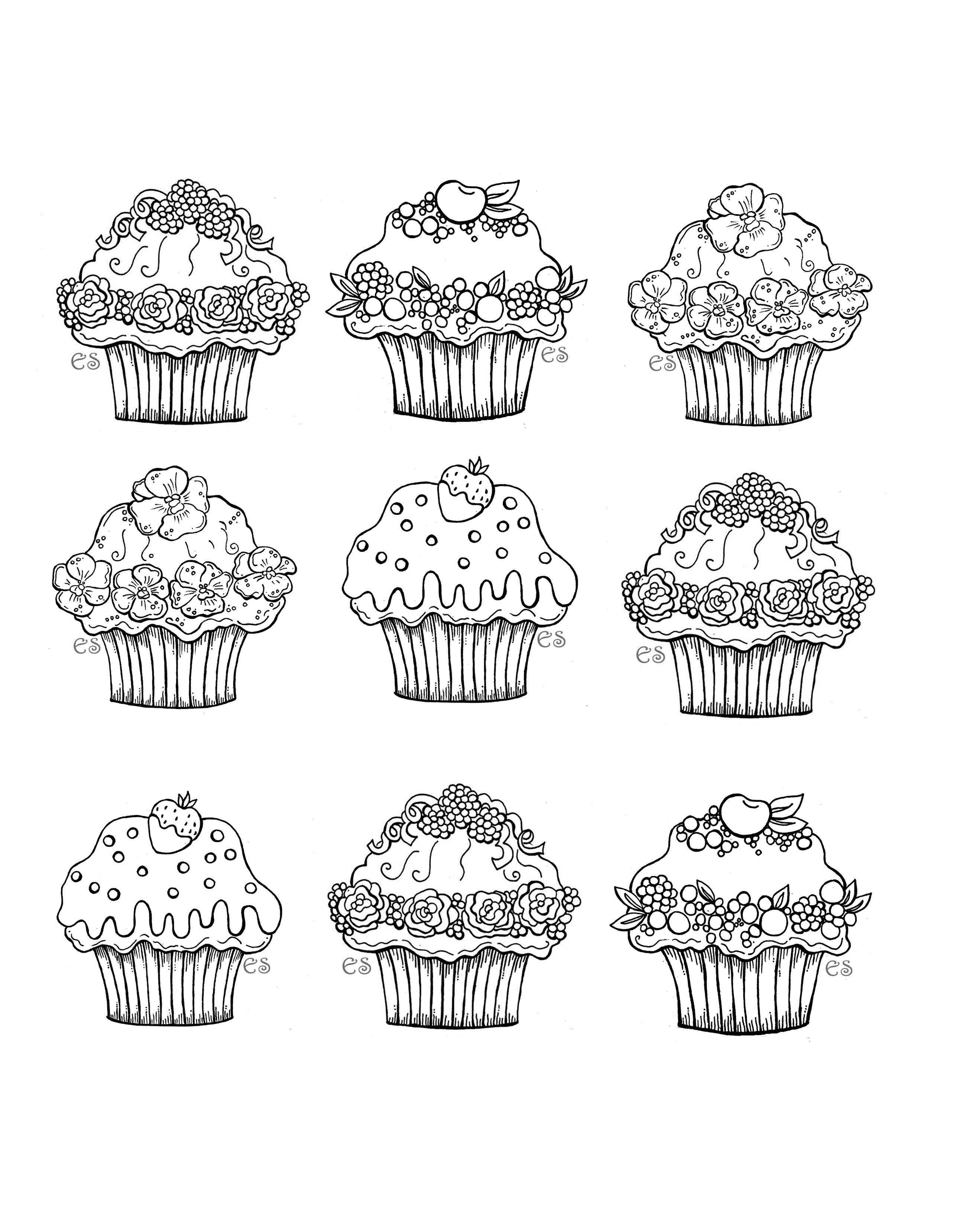 Coloriage A Imprimer Jolis Cupcakes - Cupcake à imprimer