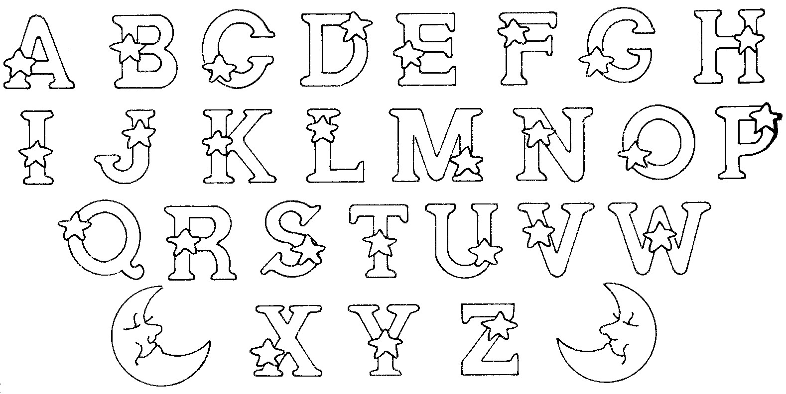 Coloriage Abécédaire Alphabet Et Lettres Étoiles - Alphabet à imprimer