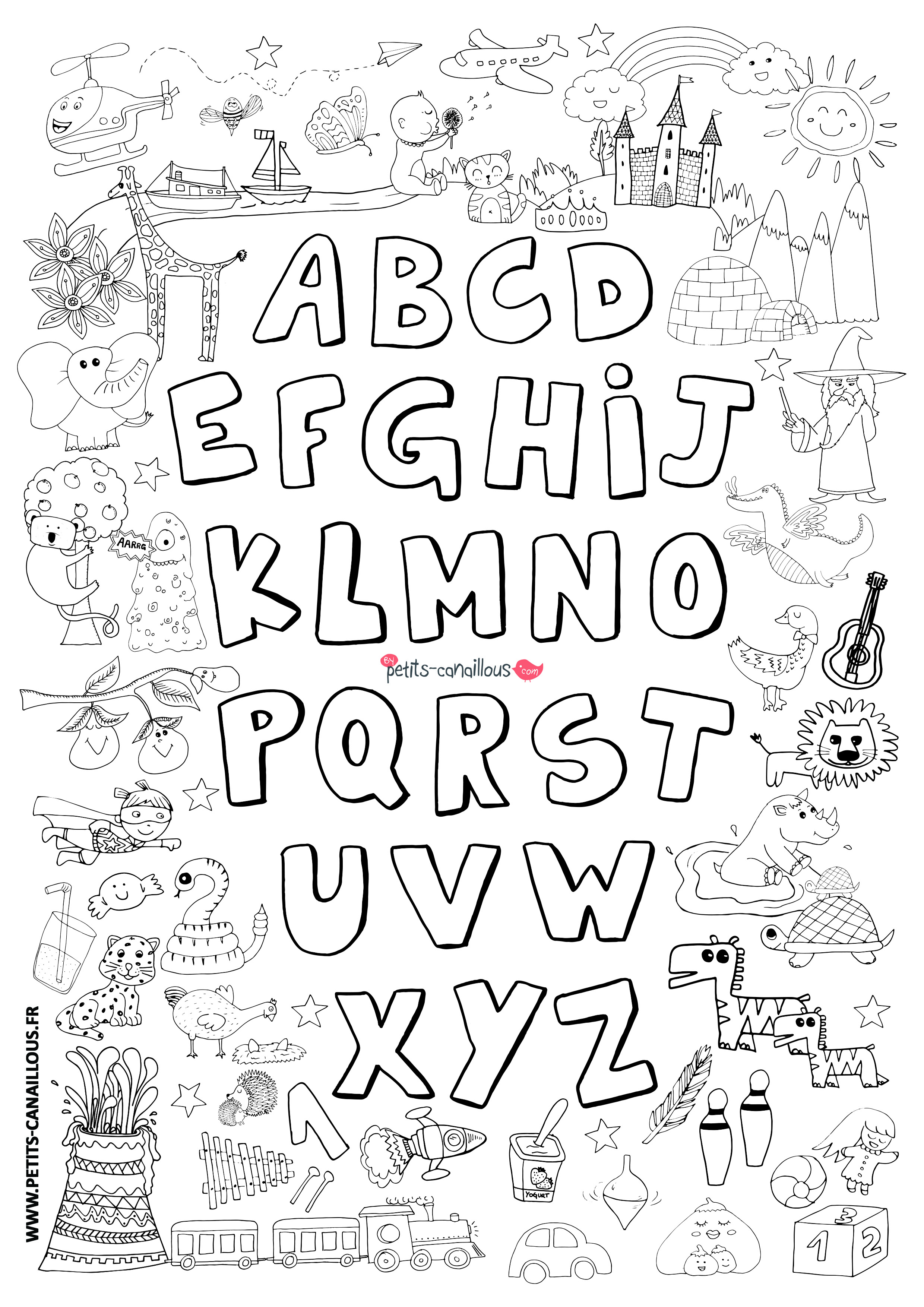 Coloriage Abécédaire Avec Dessins - Alphabet à imprimer