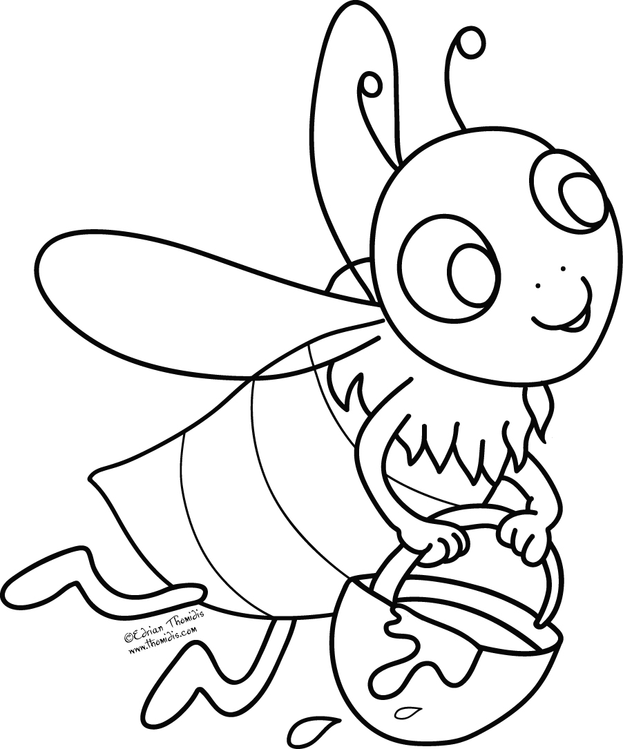 Coloriage Abeille Et Sa Production De Miel - Abeille à imprimer
