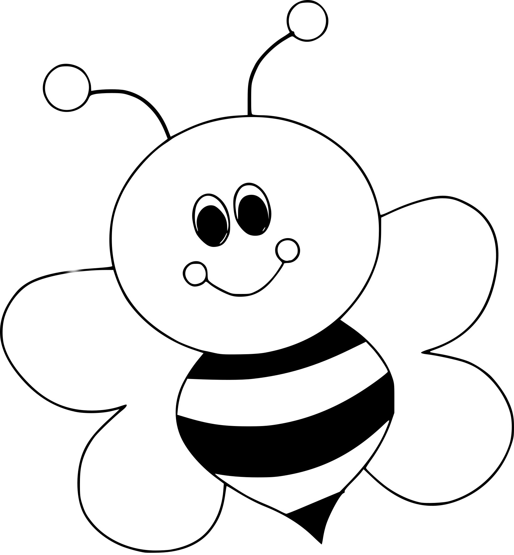 Coloriage Abeille Souriante - Abeille à imprimer
