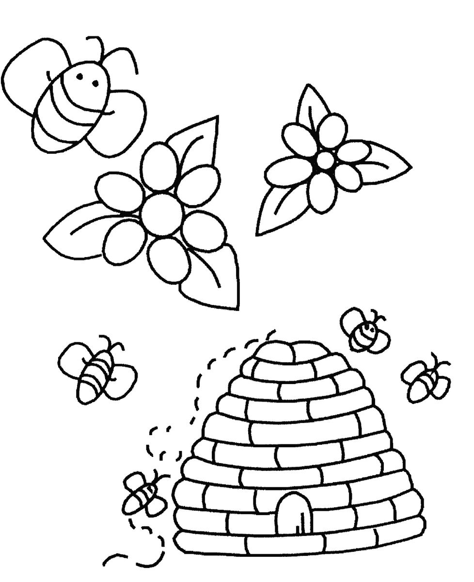 Coloriage Abeilles En Direction De La Ruche - Abeille à imprimer