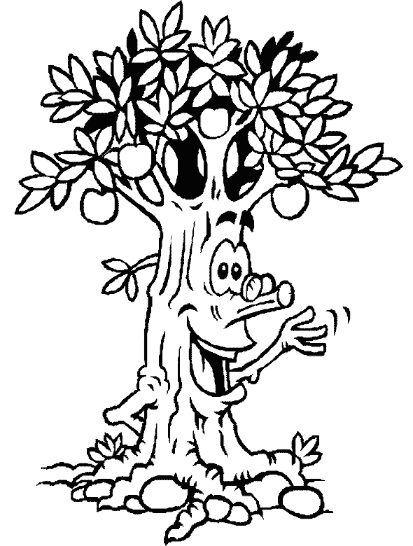 Coloriage Abre Personnage - Arbre à imprimer