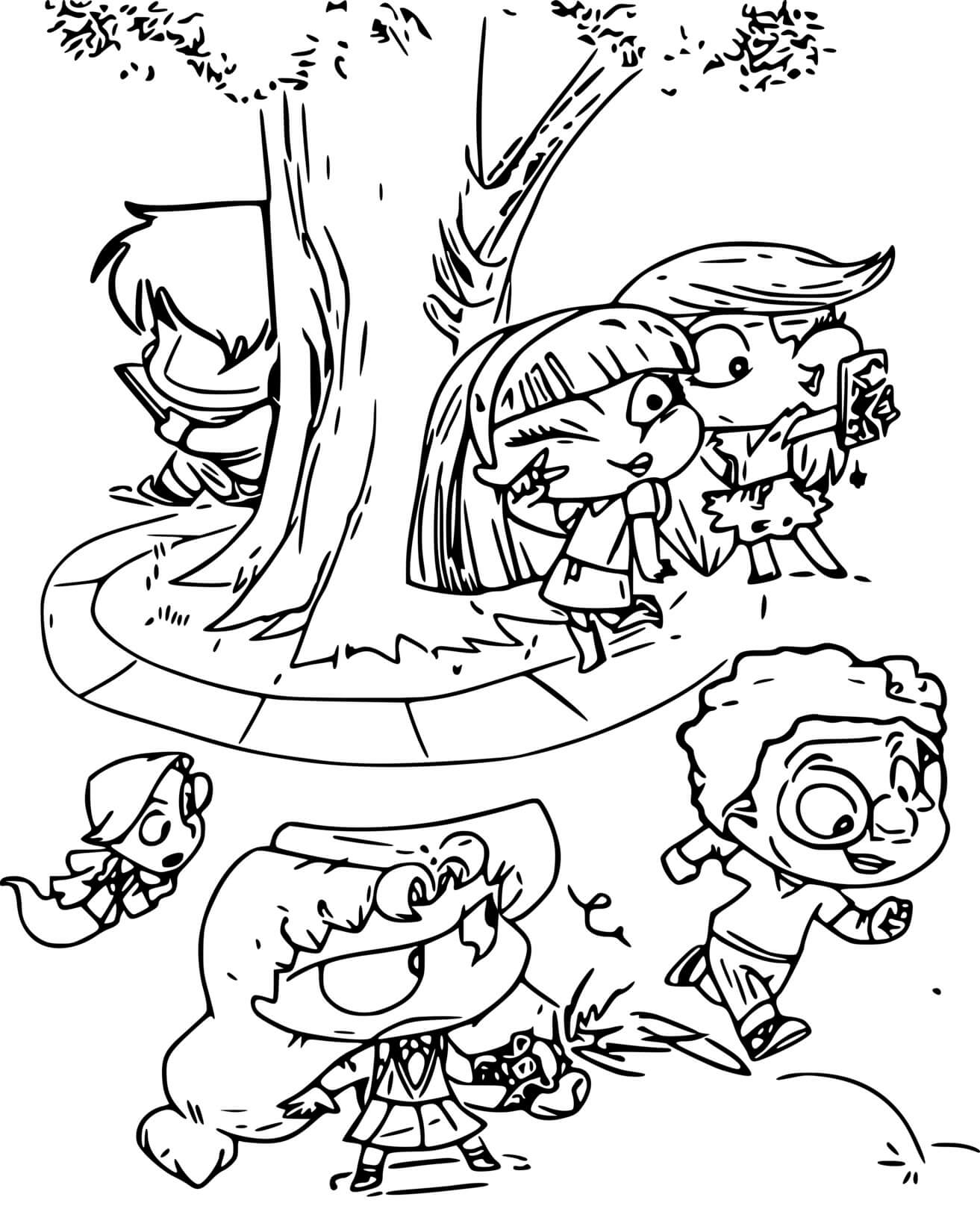Coloriage Adele Mortelle A La Recreation Avec Des Enfants - Adele mortelle à imprimer