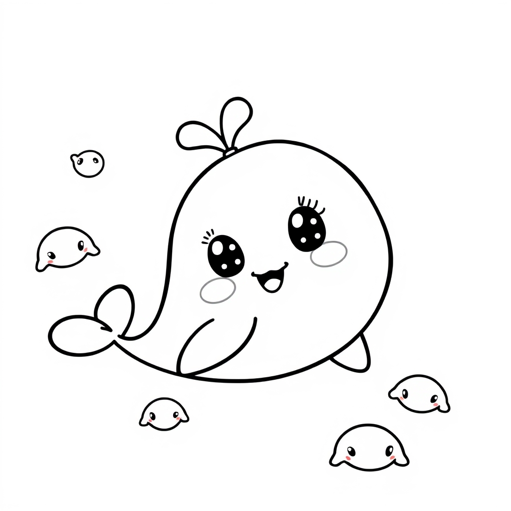 Coloriage Adorable Baleine Facile - Baleine à imprimer
