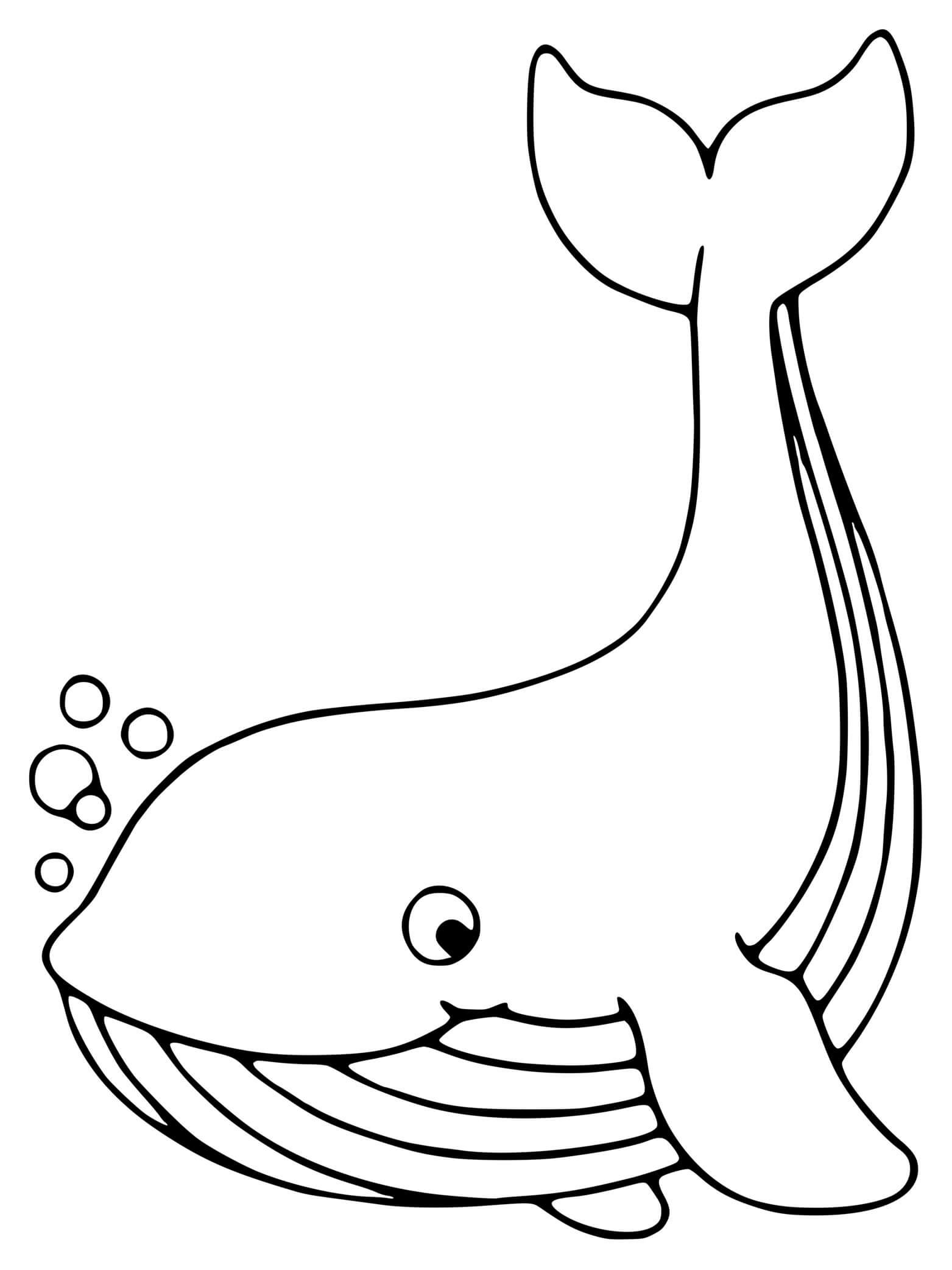 Coloriage Adorable Baleine Mammifère Marin - Baleine à imprimer