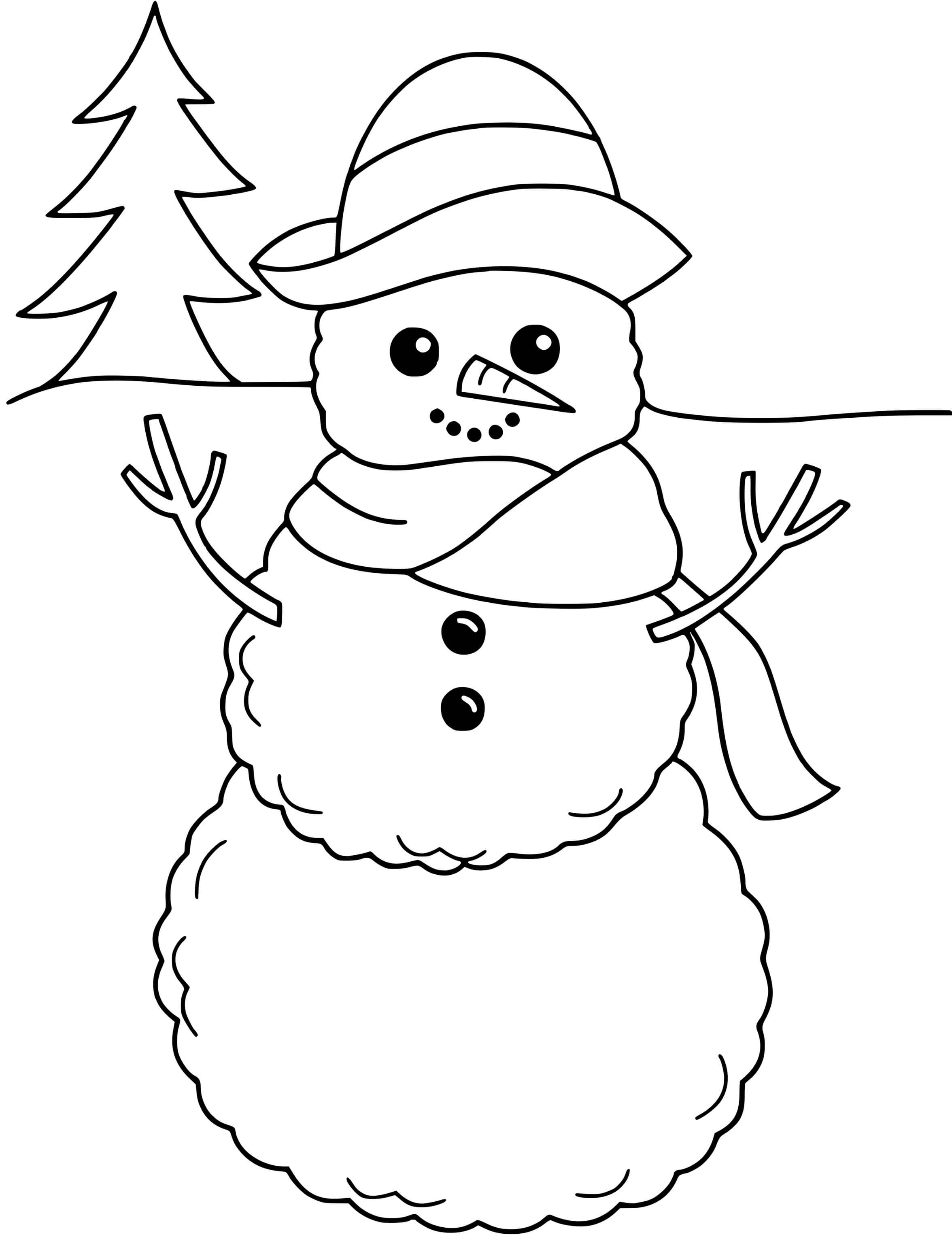Coloriage Adorable Bonhomme De Neige - Bonhomme de neige à imprimer