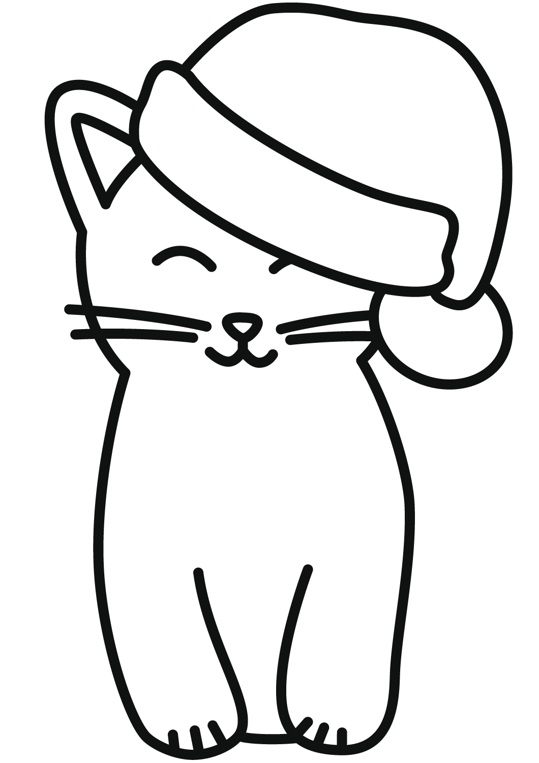 Coloriage Adorable Chaton De Noël - Noël à imprimer