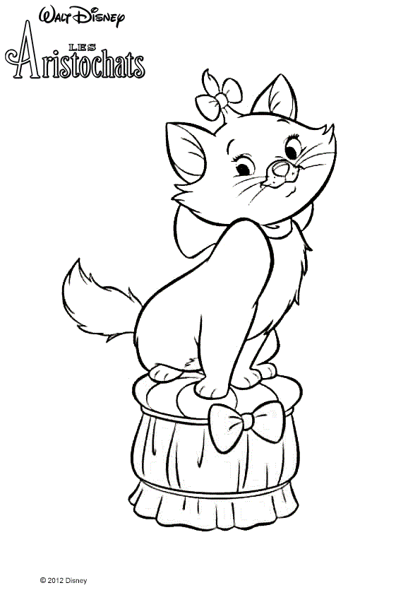 Coloriage Adorable Chaton Marie Des Aristochats - Aristochats à imprimer