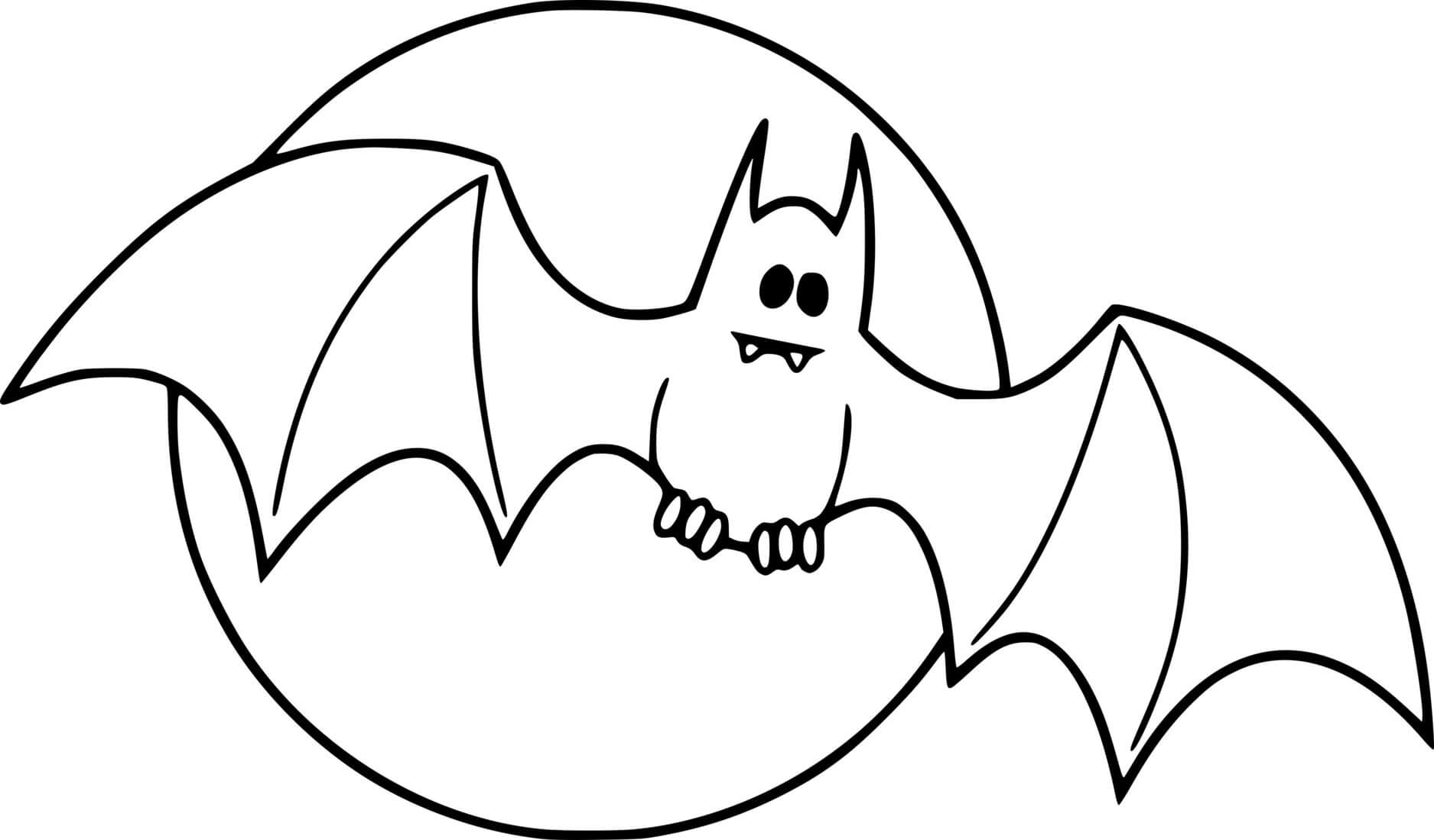 Coloriage Adorable Chauve Souris Dans Les Airs Into La Lune - Halloween chauve souris à imprimer