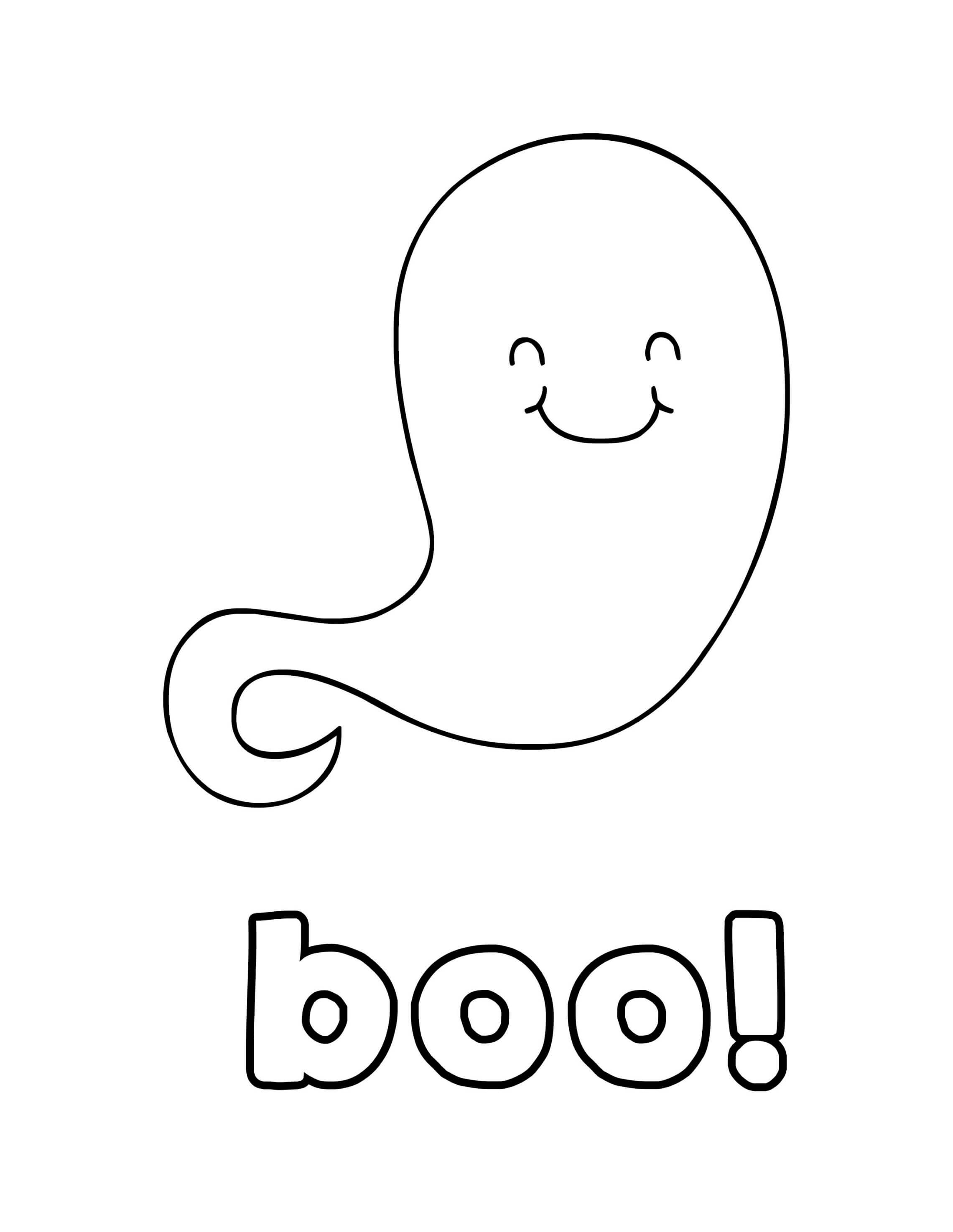 Coloriage Adorable Fantôme Boo - Halloween à imprimer