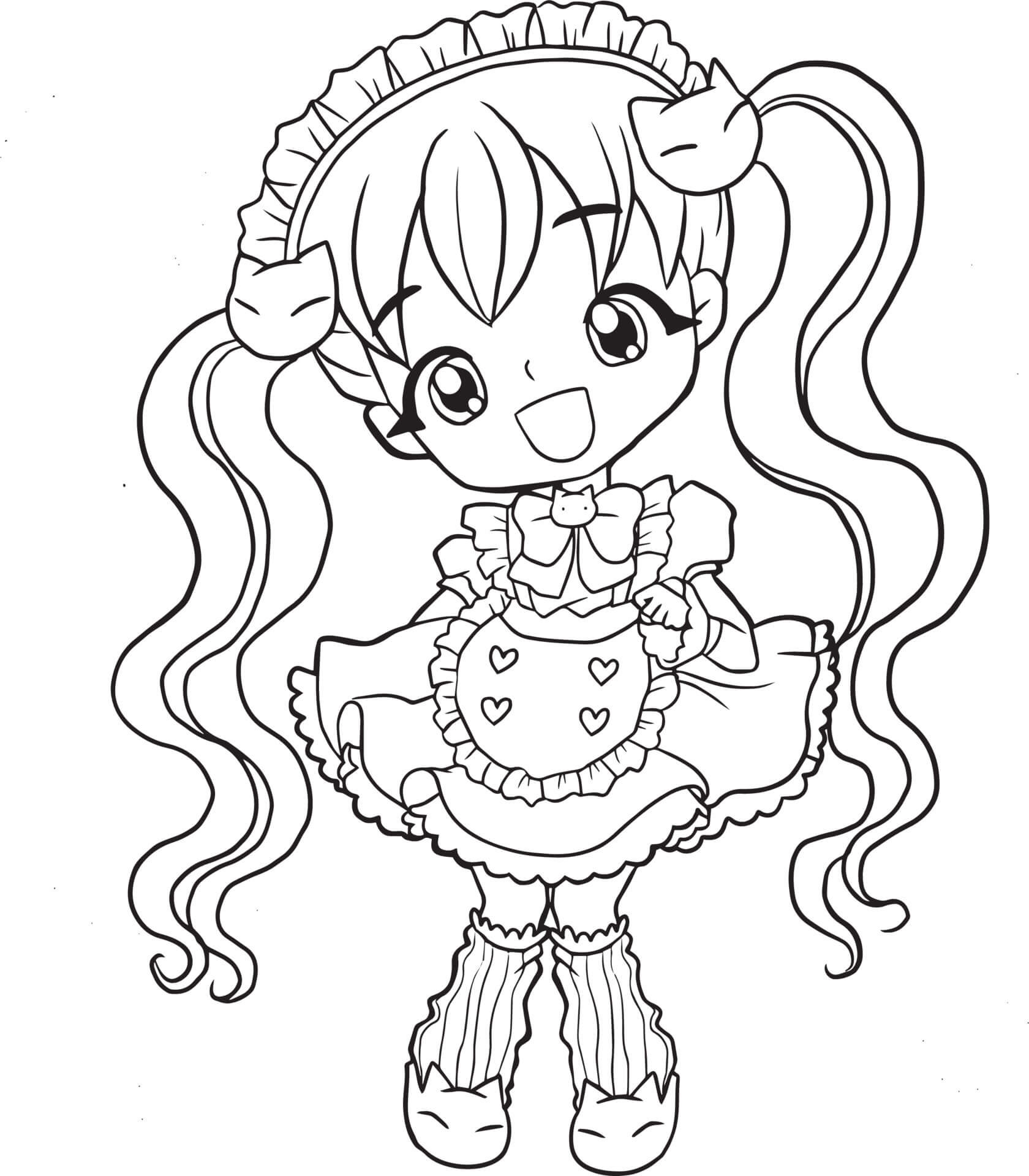 Coloriage Adorable Fille Manga 8 Ans - Fille à imprimer