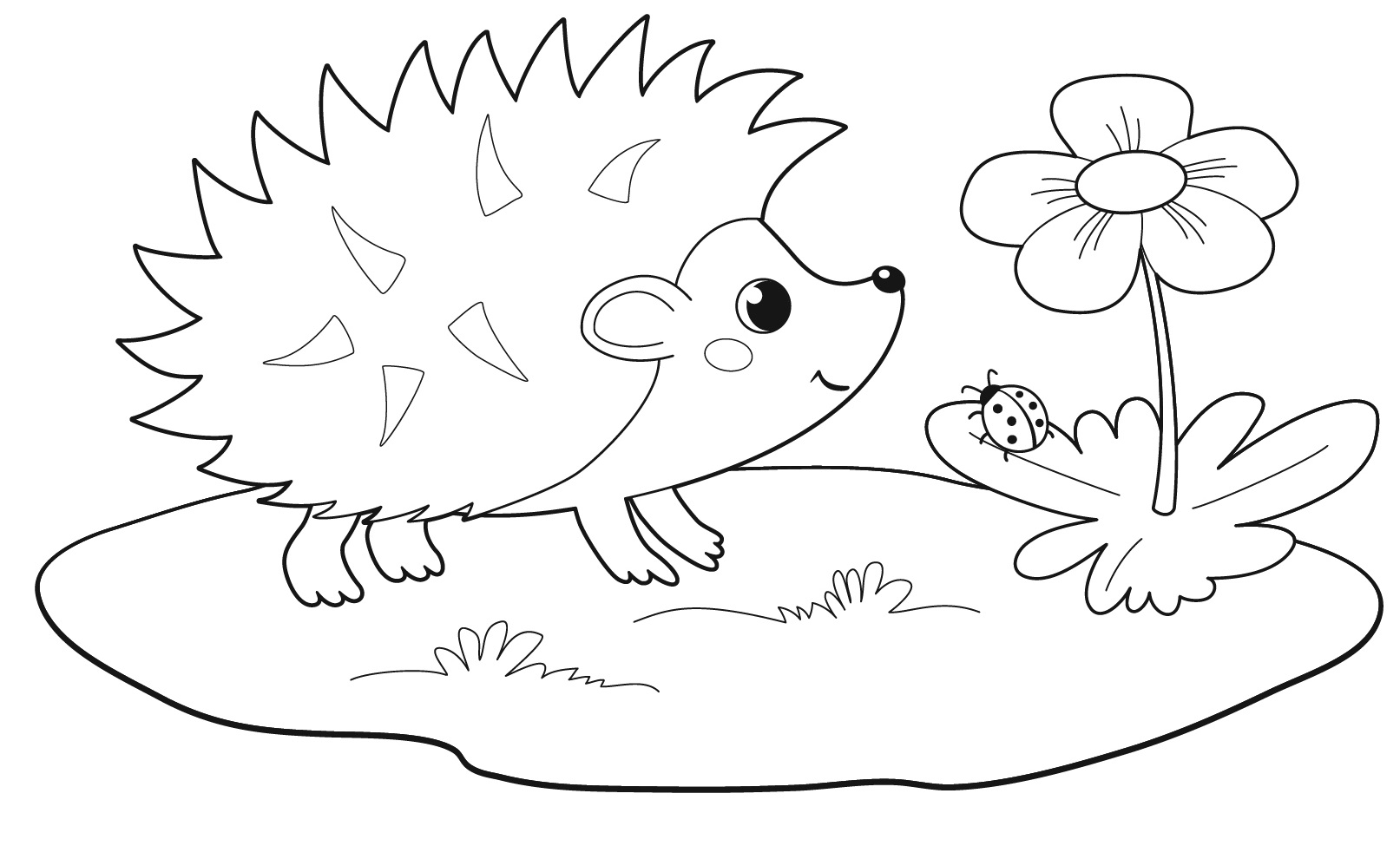Coloriage Adorable Hérisson Dans La Nature Maternelle - Hérisson à imprimer