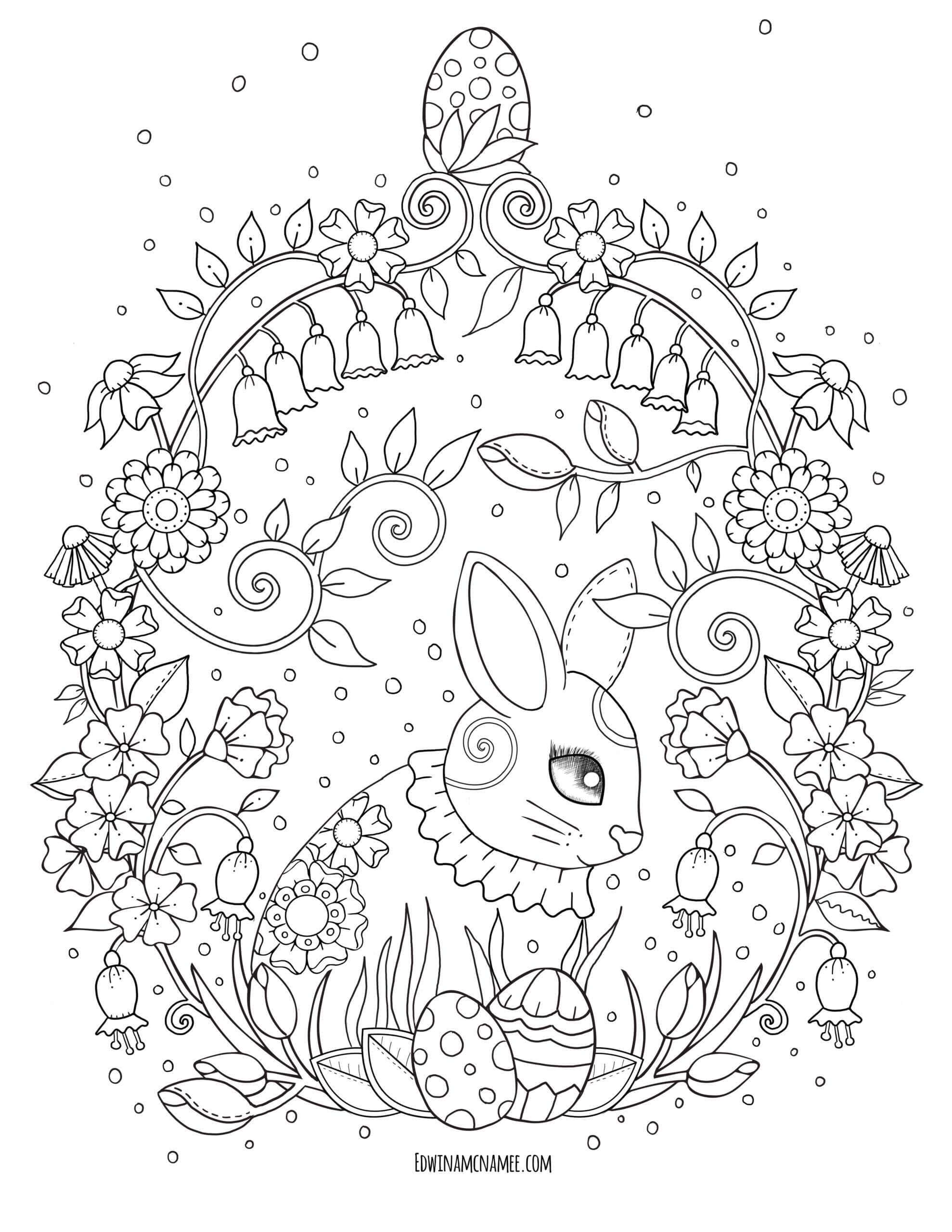 Coloriage Adorable Lapin De Pâques Mandala Adulte - Pâques mandala à imprimer