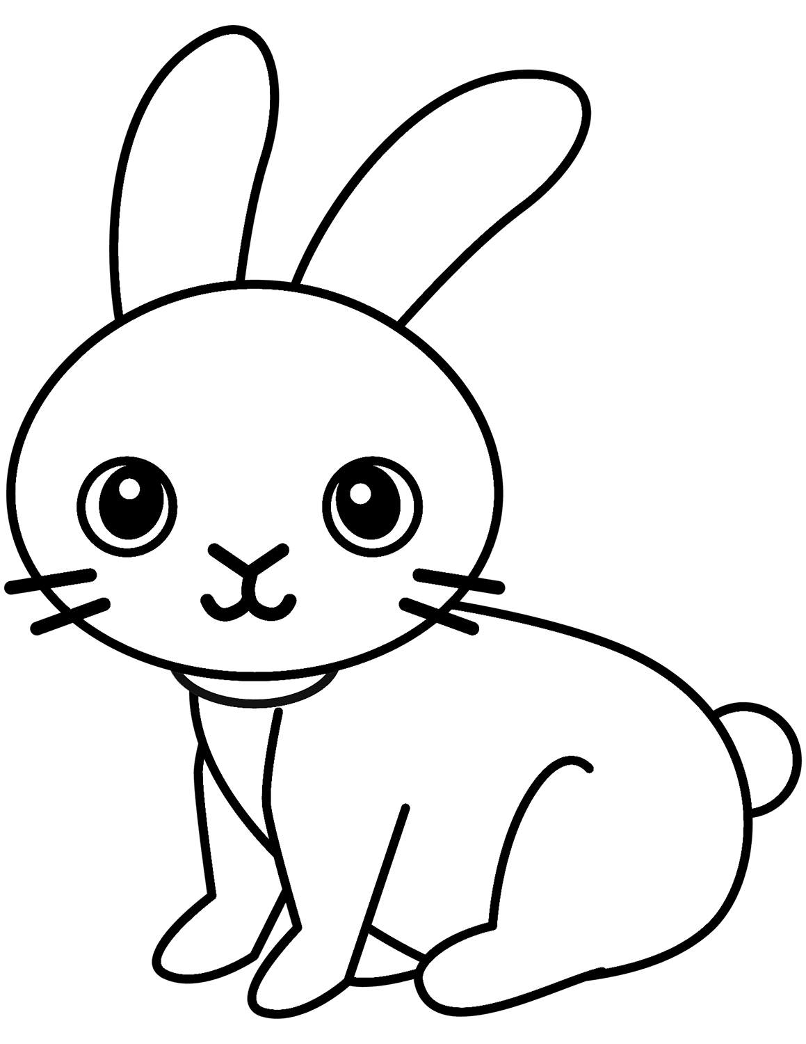 Coloriage Adorable Lapin En Nature Avec De Gros Yeux - Lapin à imprimer