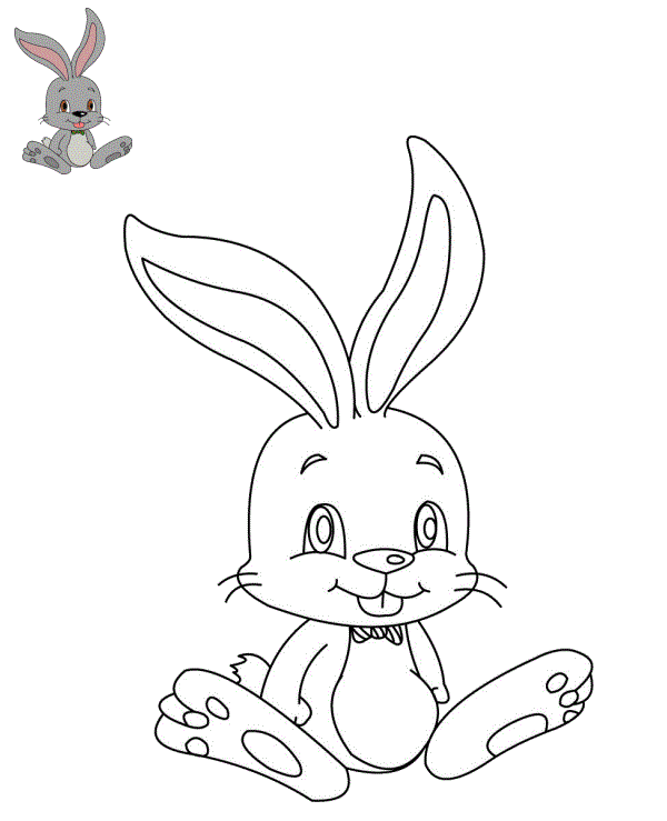 Coloriage Adorable Lapin Maternelle - Lapin de Pâques à imprimer