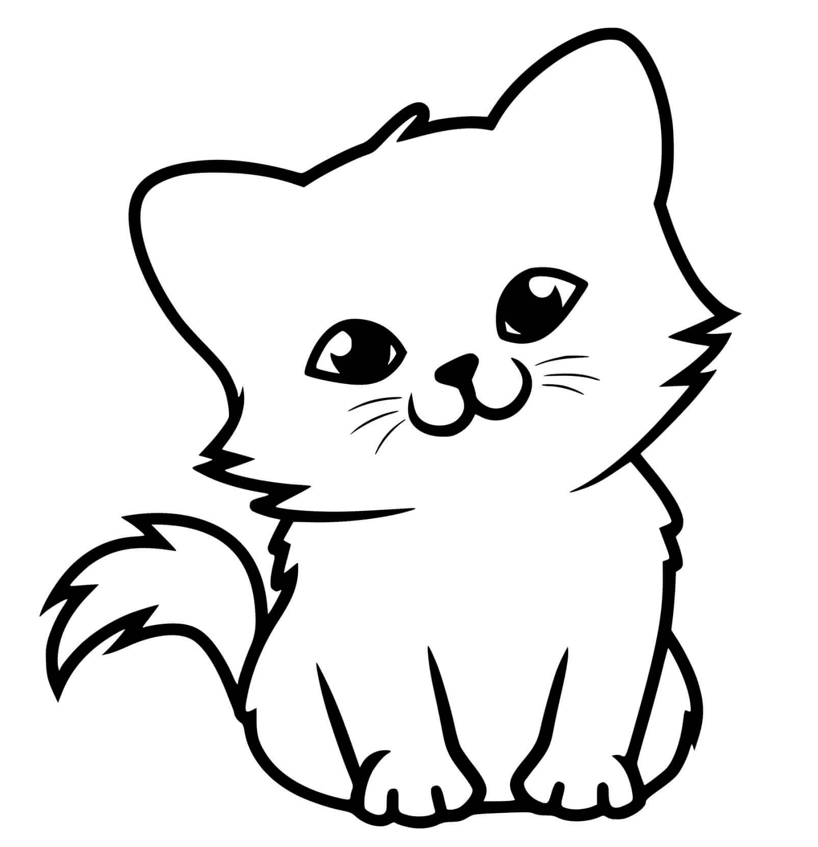 Coloriage Adorable Petit Chatonon - Chaton à imprimer