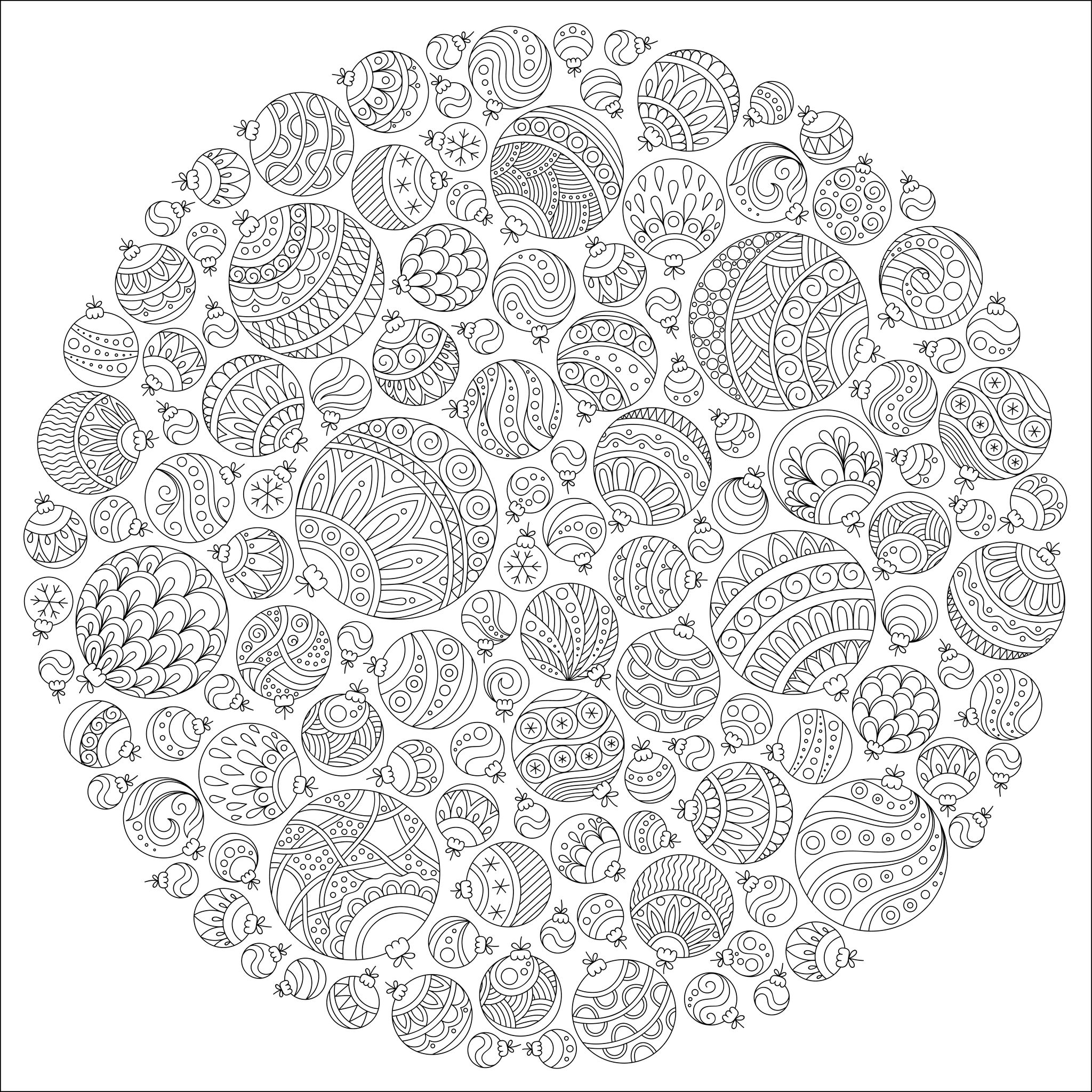 Coloriage Boules de Noël Mandala Adulte - Noël adulte à imprimer