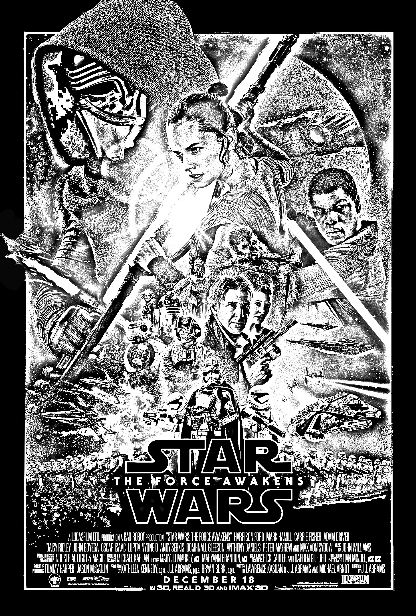 Coloriage Adulte Affiche Star Wars Réveil De La Force - Star wars à imprimer
