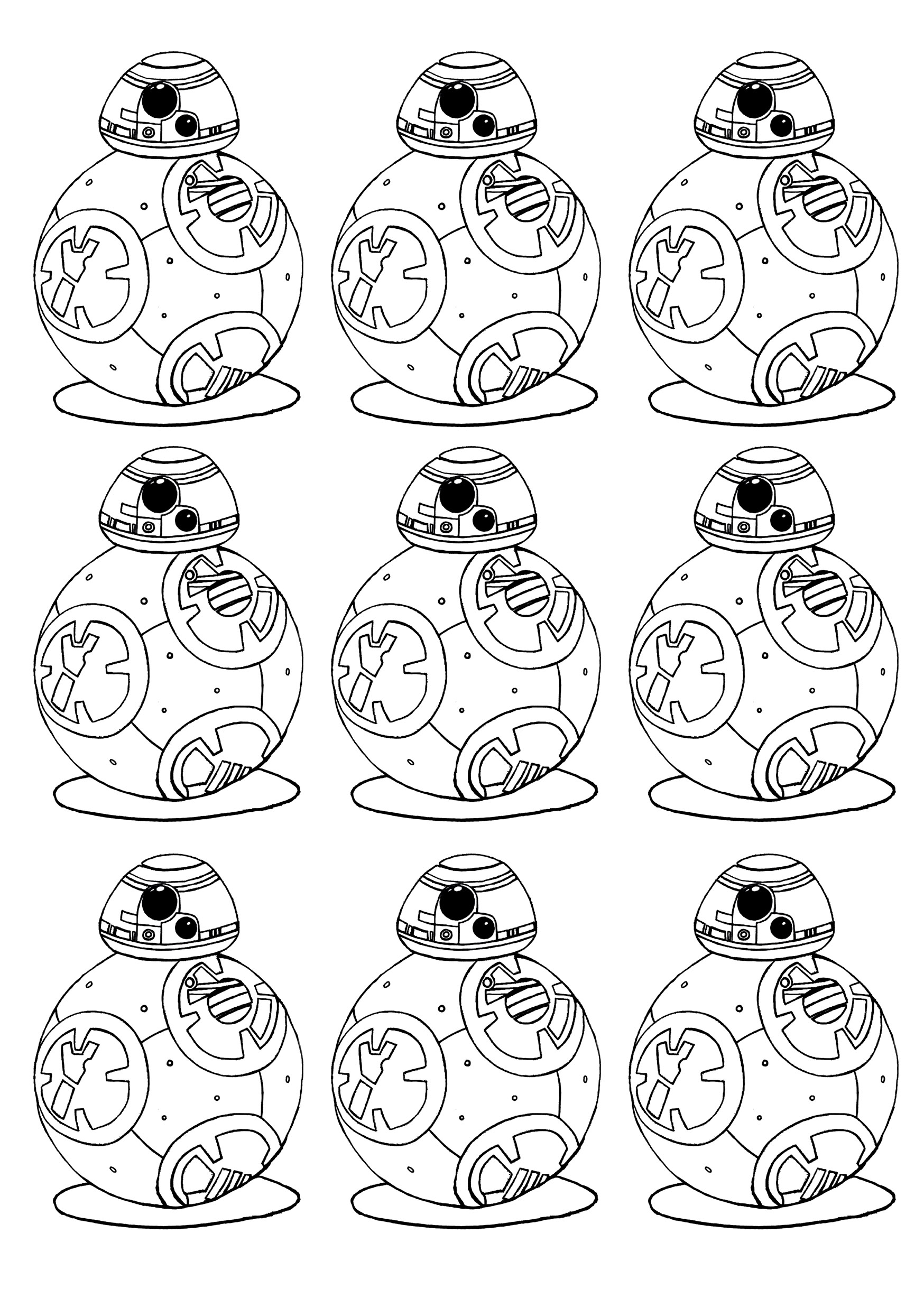 Coloriage Adulte Bb 8 Star Wars 7 Réveil De La Force - Star wars à imprimer