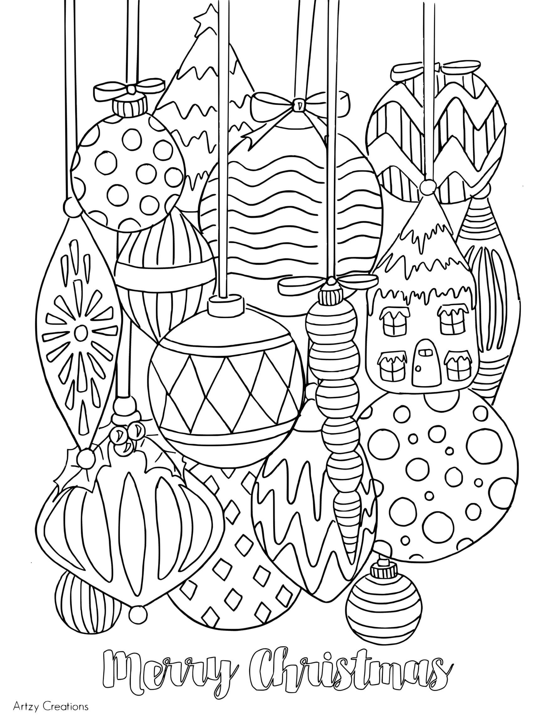 Coloriage Adulte Boules De Noël Décoration - Boule de Noël à imprimer