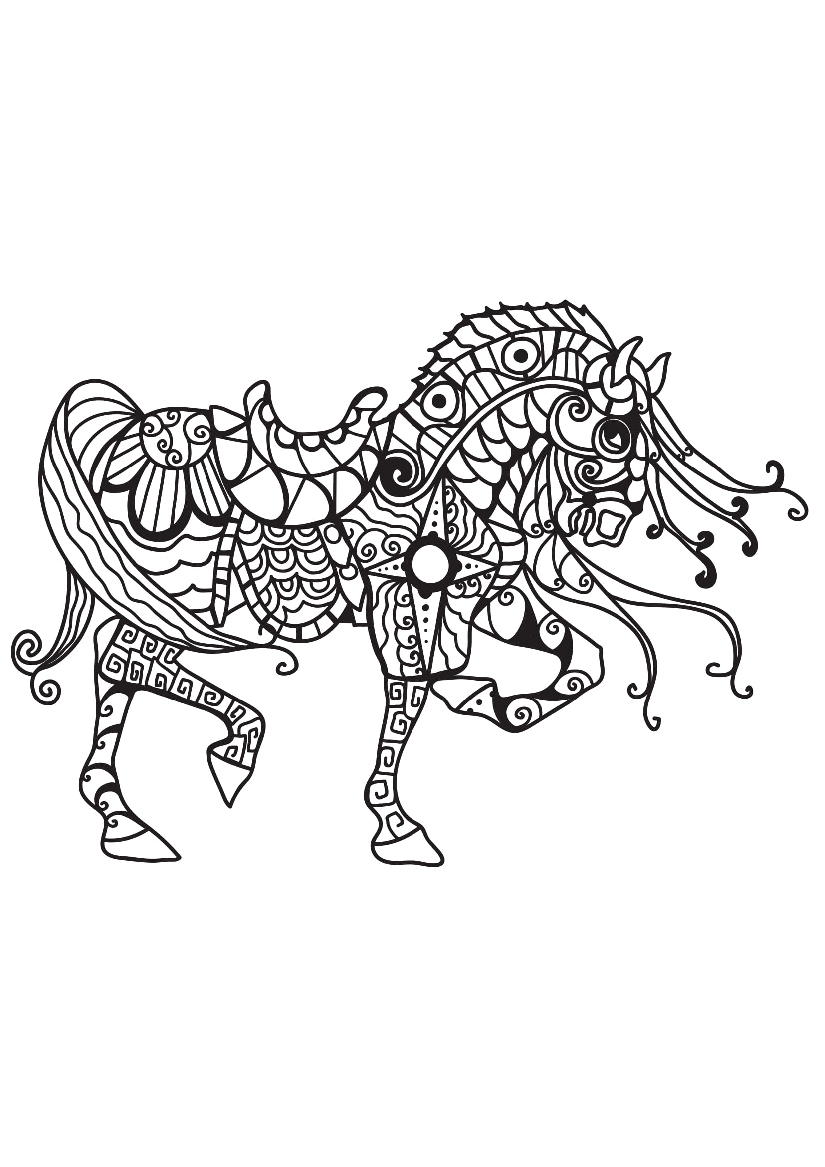 Coloriage Cheval majestueux coloriage anti-stress - Adulte cheval à imprimer
