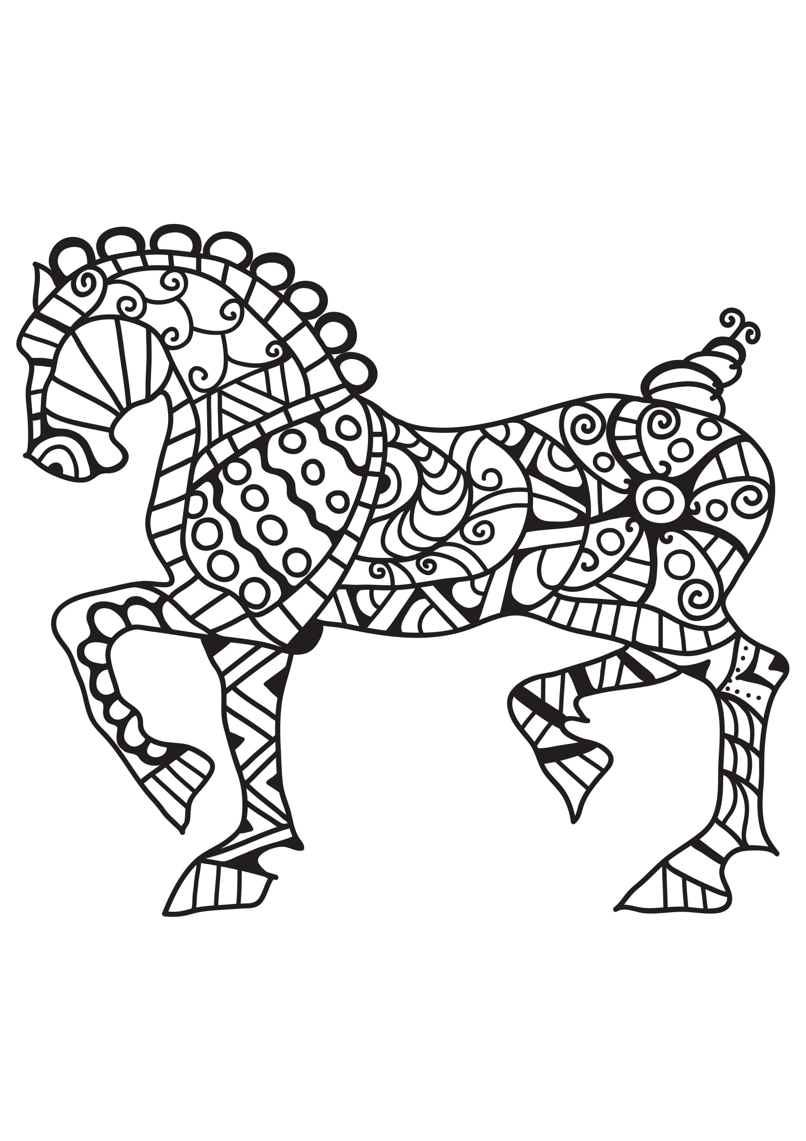 Coloriage Cheval zen antistress pour adulte - Adulte cheval à imprimer