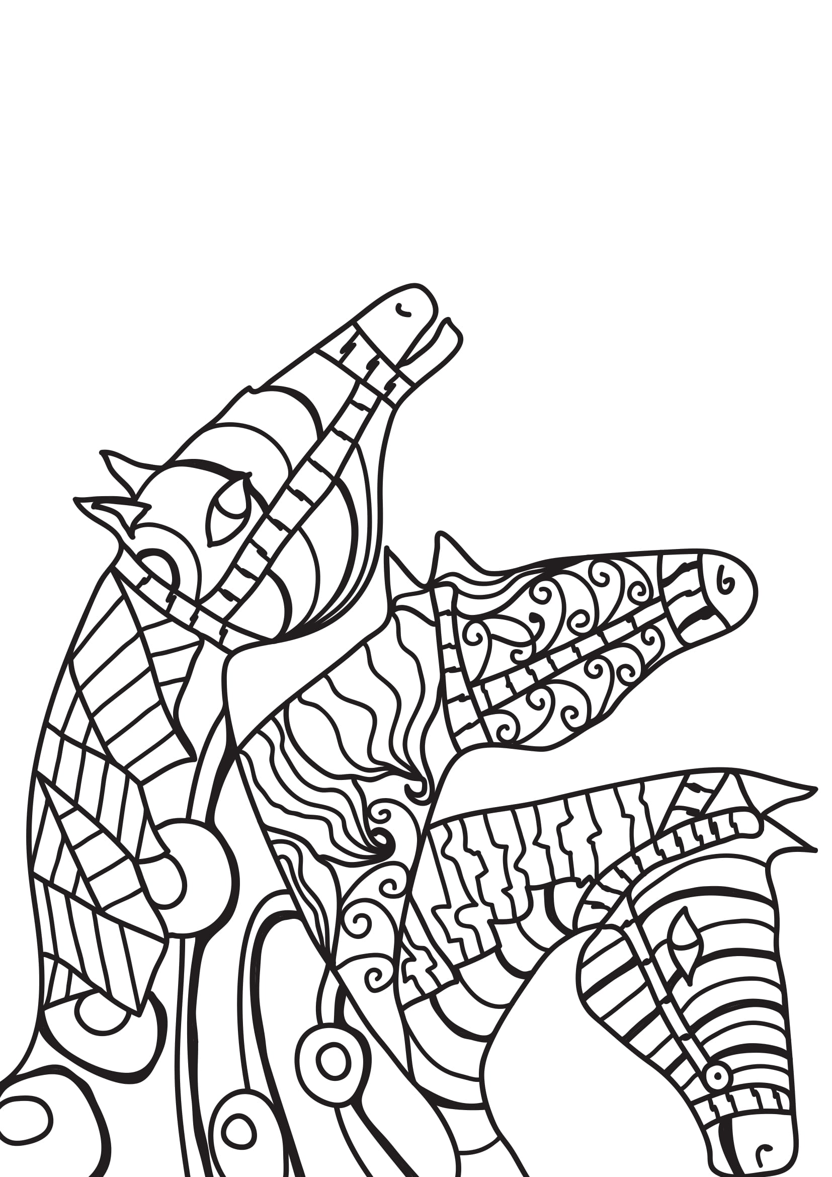 Coloriage Troupeau de chevaux en harmonie pour adulte - Adulte cheval à imprimer