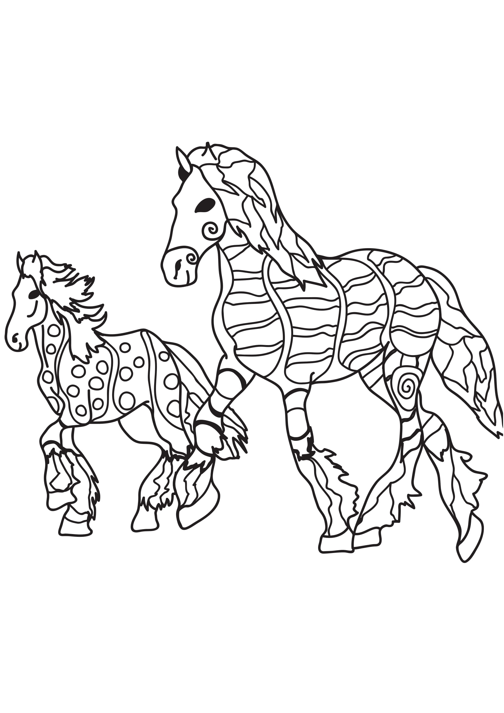 Coloriage Adulte Chevaux En Route - Adulte cheval à imprimer