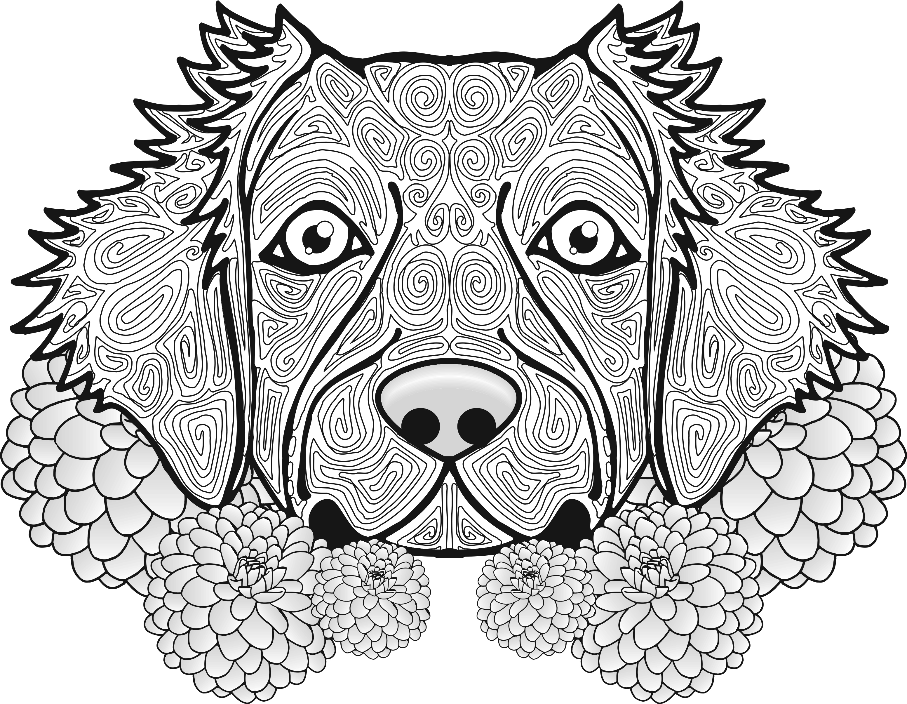 Coloriage Adulte Chien Dog Animal - Adulte animaux à imprimer