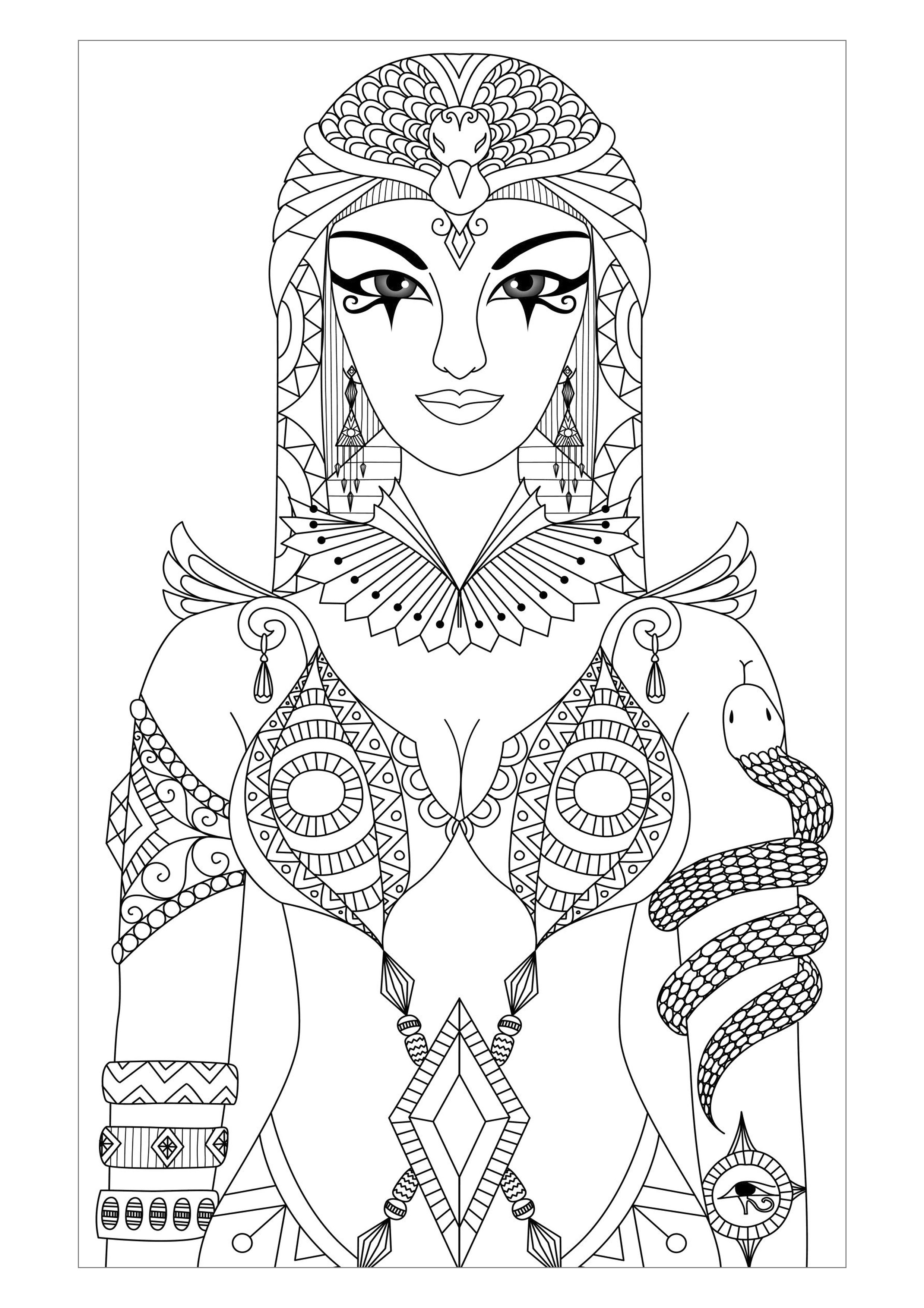 Coloriage Adulte Difficile Égypte Pharaon - Adulte à imprimer