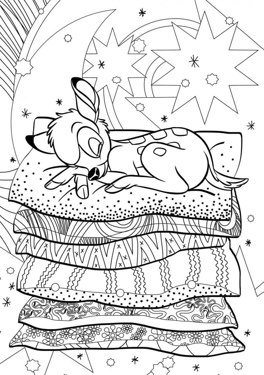 Coloriage Jeunes chiens Disney sérénité adulte - Adulte à imprimer