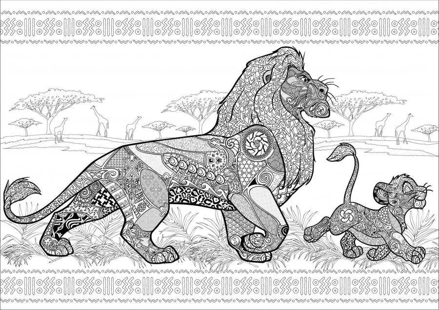 Coloriage Adulte Disney Anti Stress Roi Lion - Adulte à imprimer