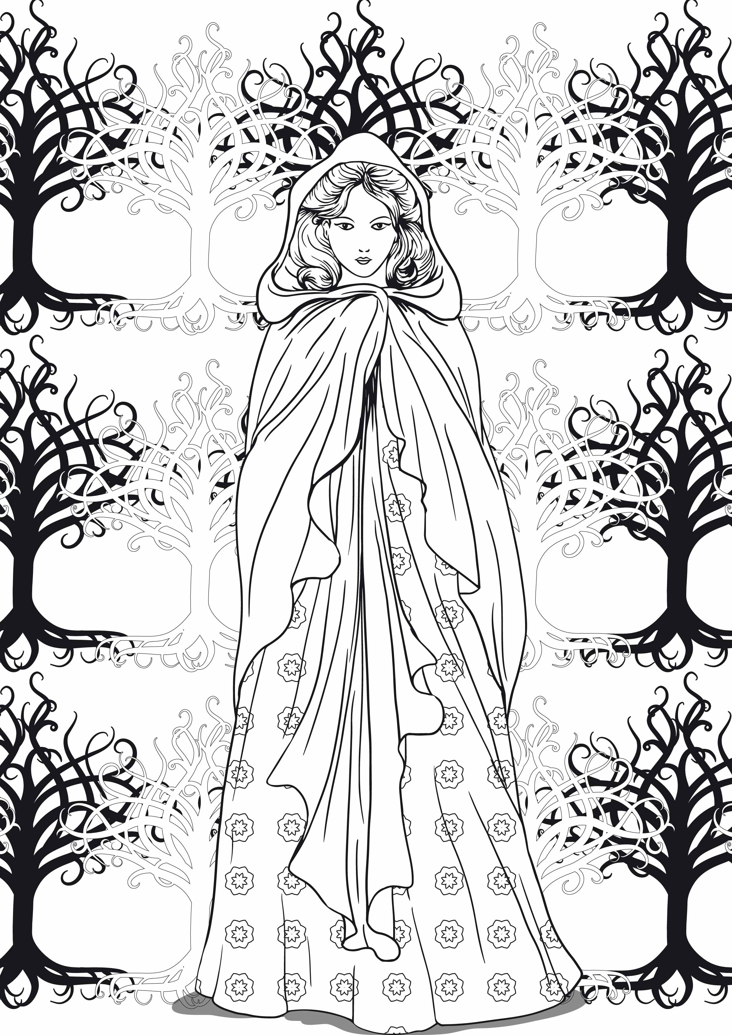 Coloriage Adulte Femme Arbres Zen Anti Stress - Adulte à imprimer