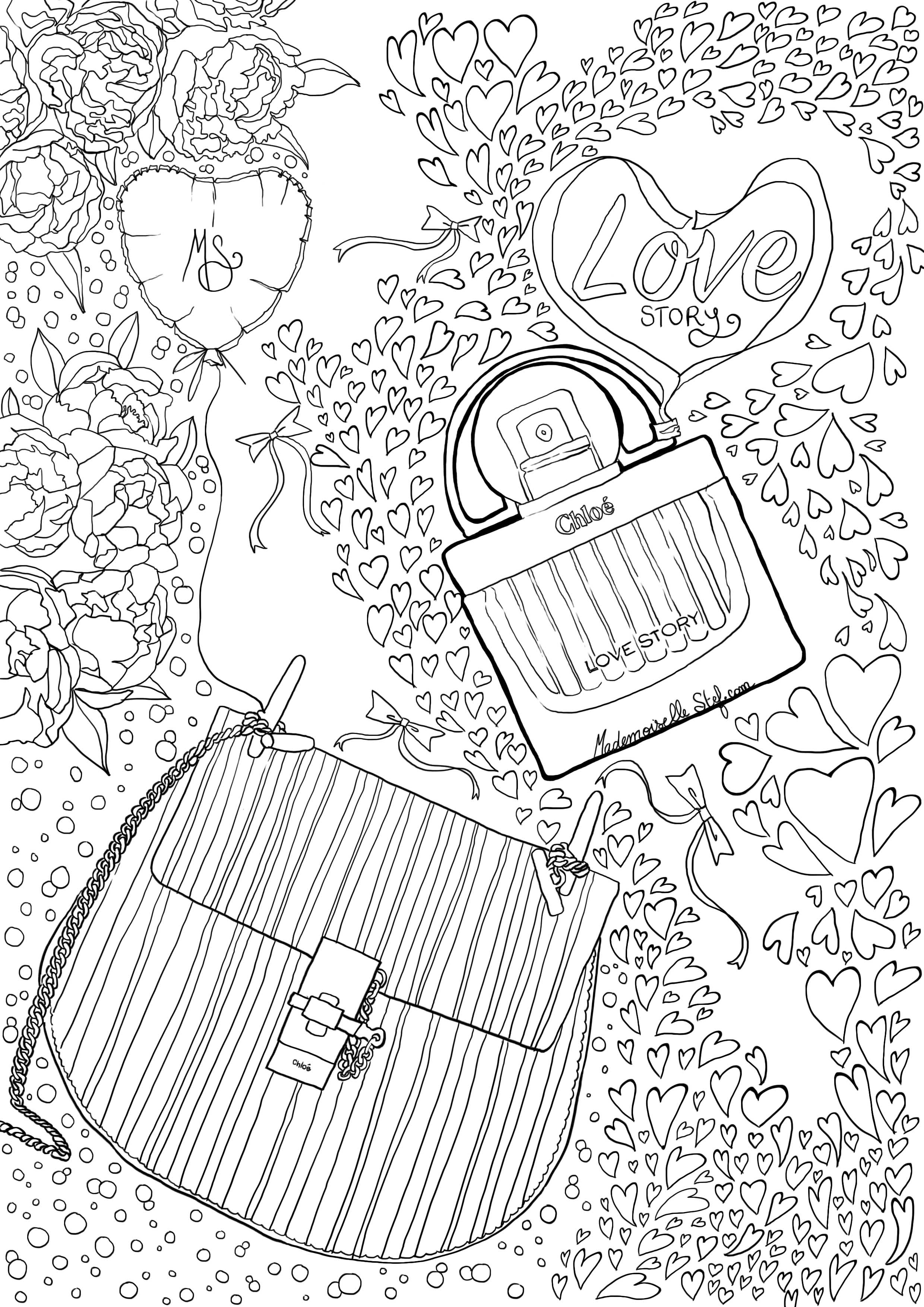 Coloriage Adulte Gratuite Chloe Love Story Hd Par Mademoiselle Stef - Adulte à imprimer