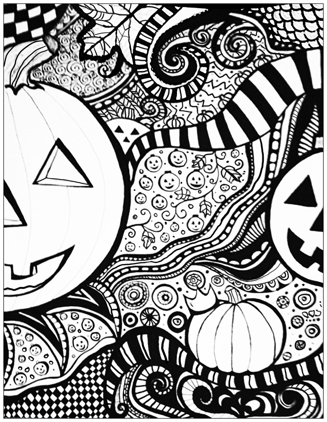 Coloriage Adulte Halloween Pattern Difficile - Halloween adulte à imprimer