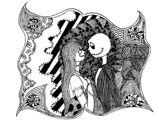 Coloriage Étrange Noël - Univers Halloween - Adulte à imprimer