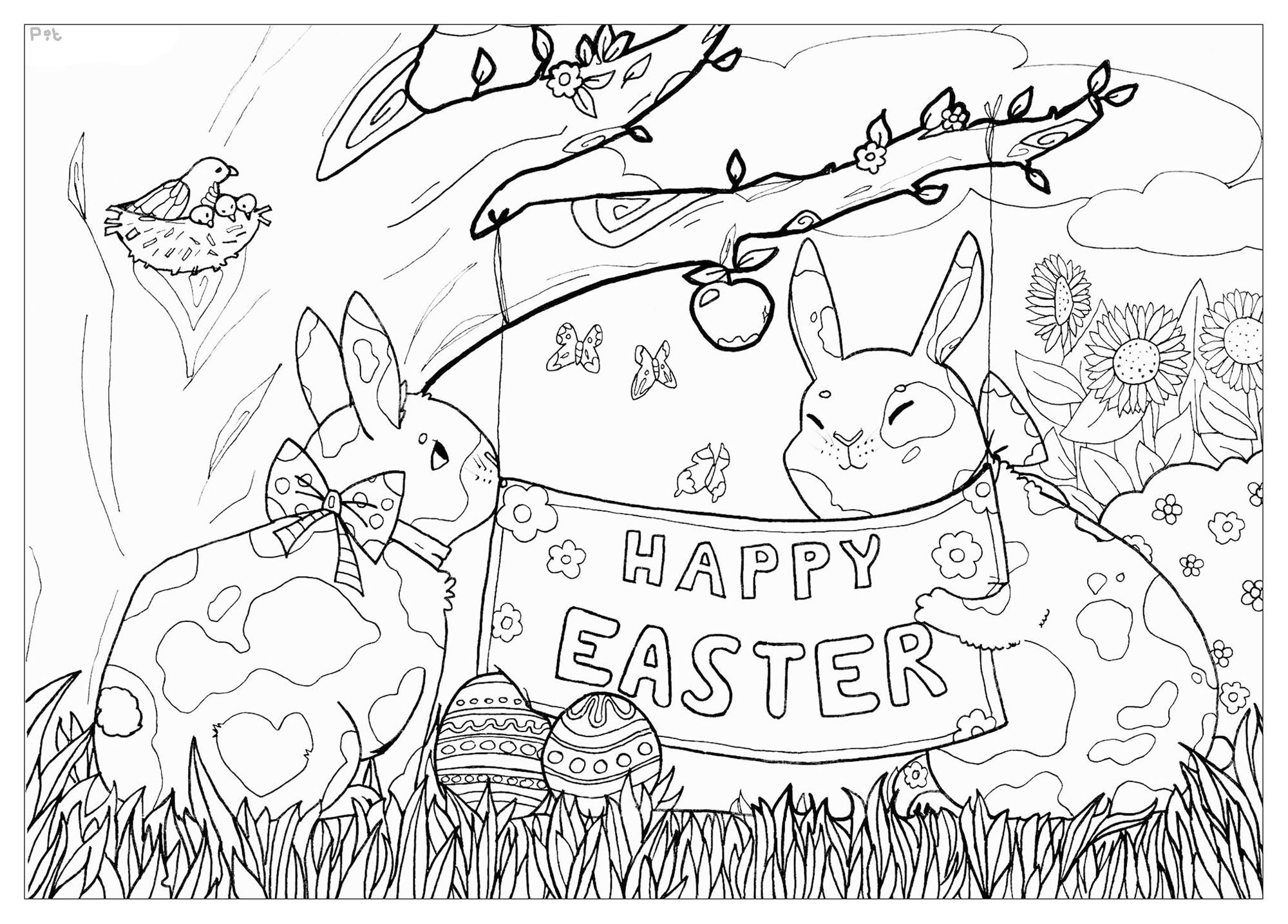 Coloriage Adulte Lapin De Pâques - Pâques adulte à imprimer