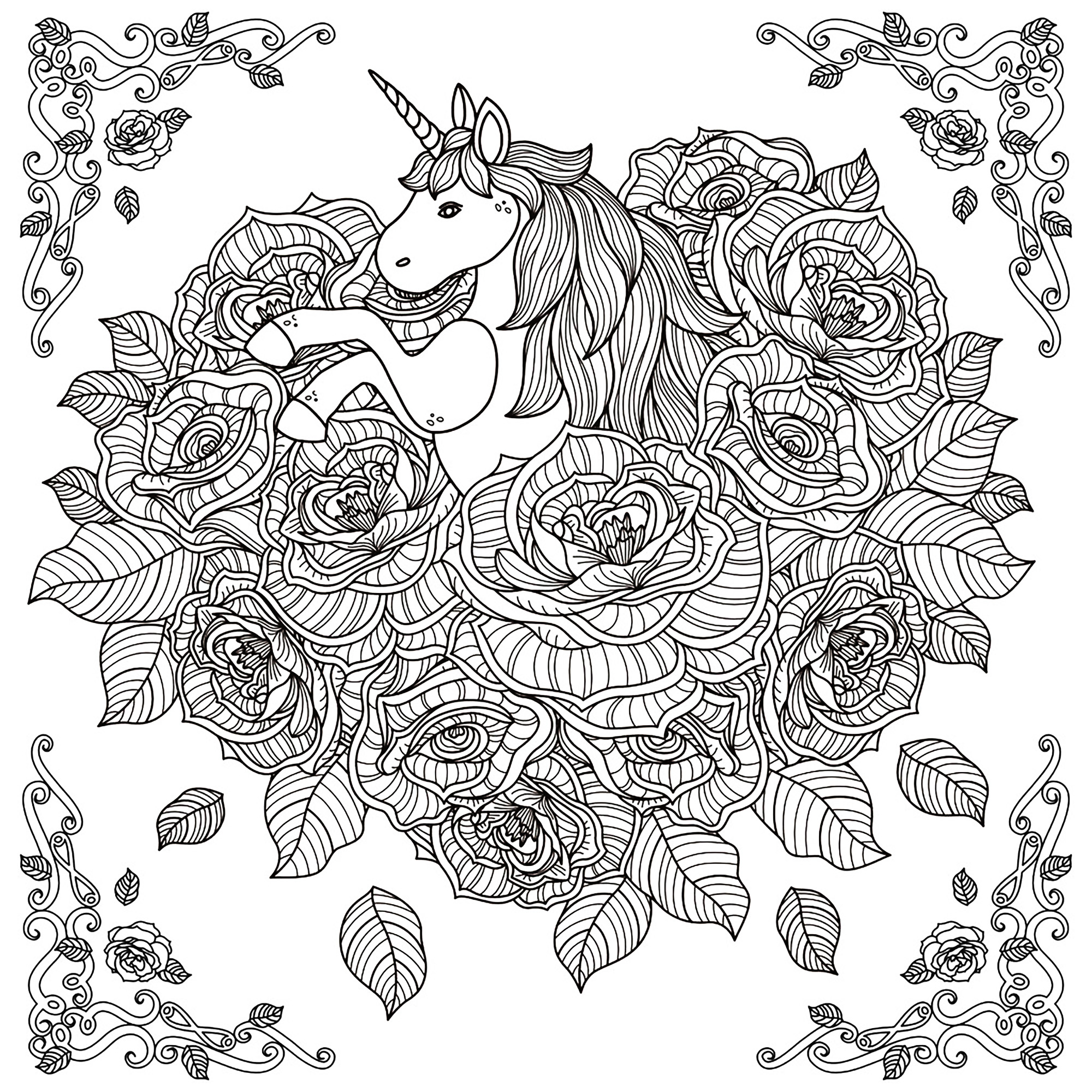 Coloriage Adulte Licorne Mandala Par Kchung - Mandala licorne à imprimer