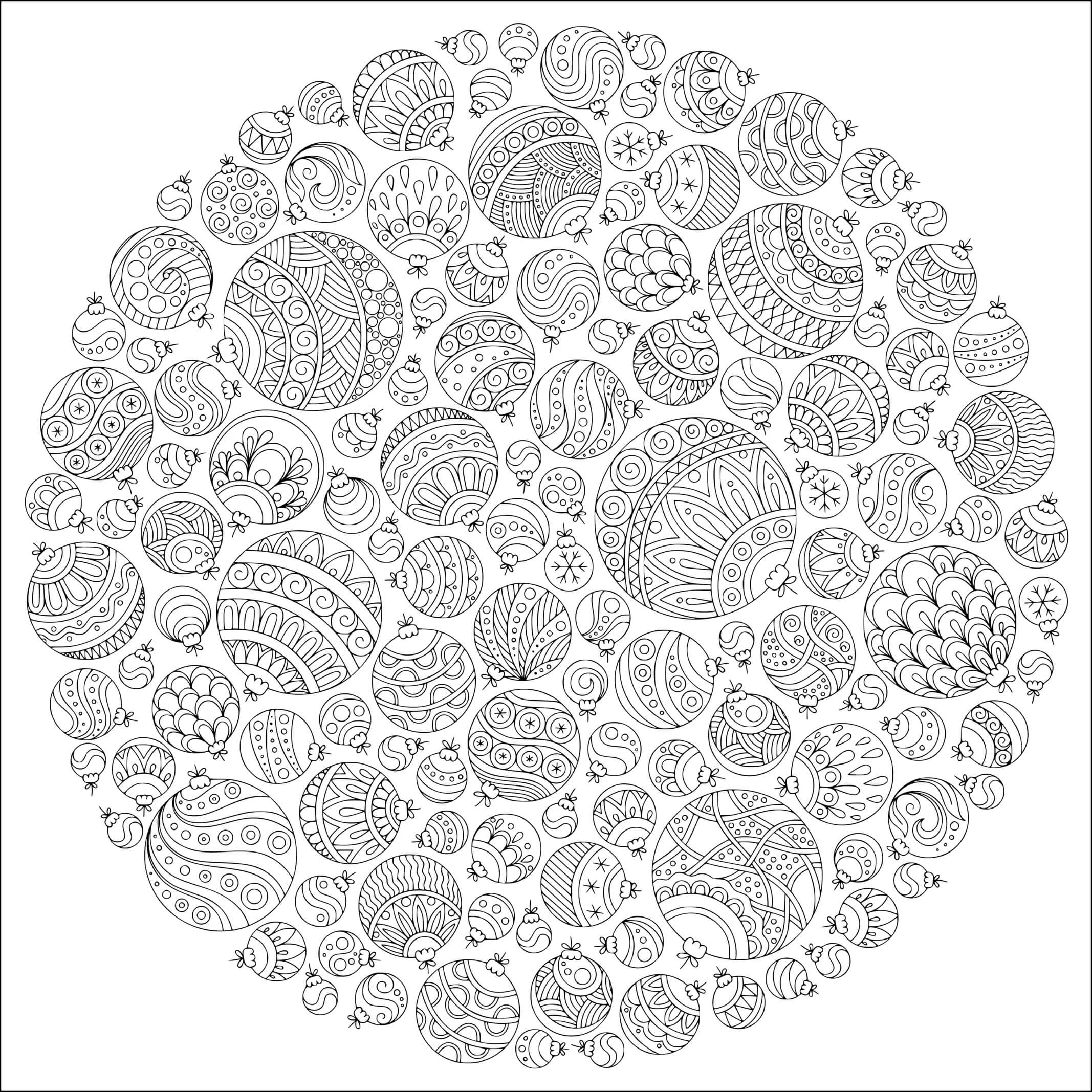 Coloriage Adulte Mandala Boules De Noël - Mandala de Noël à imprimer